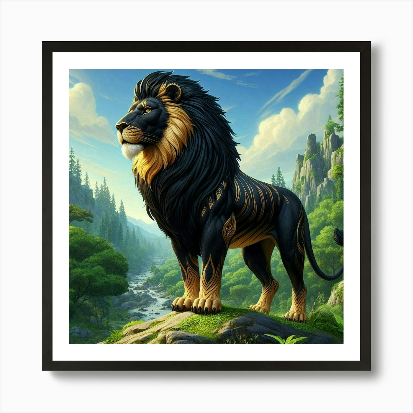 Lion In The Forest 71 Art Print Framed Wall Art Poster Canvas Print Picture