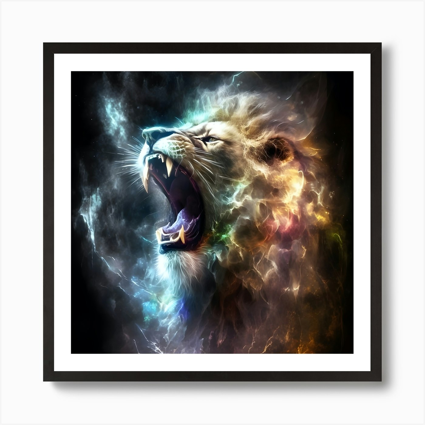 Lion Roaring Art Print Framed Wall Art Poster Canvas Print Picture