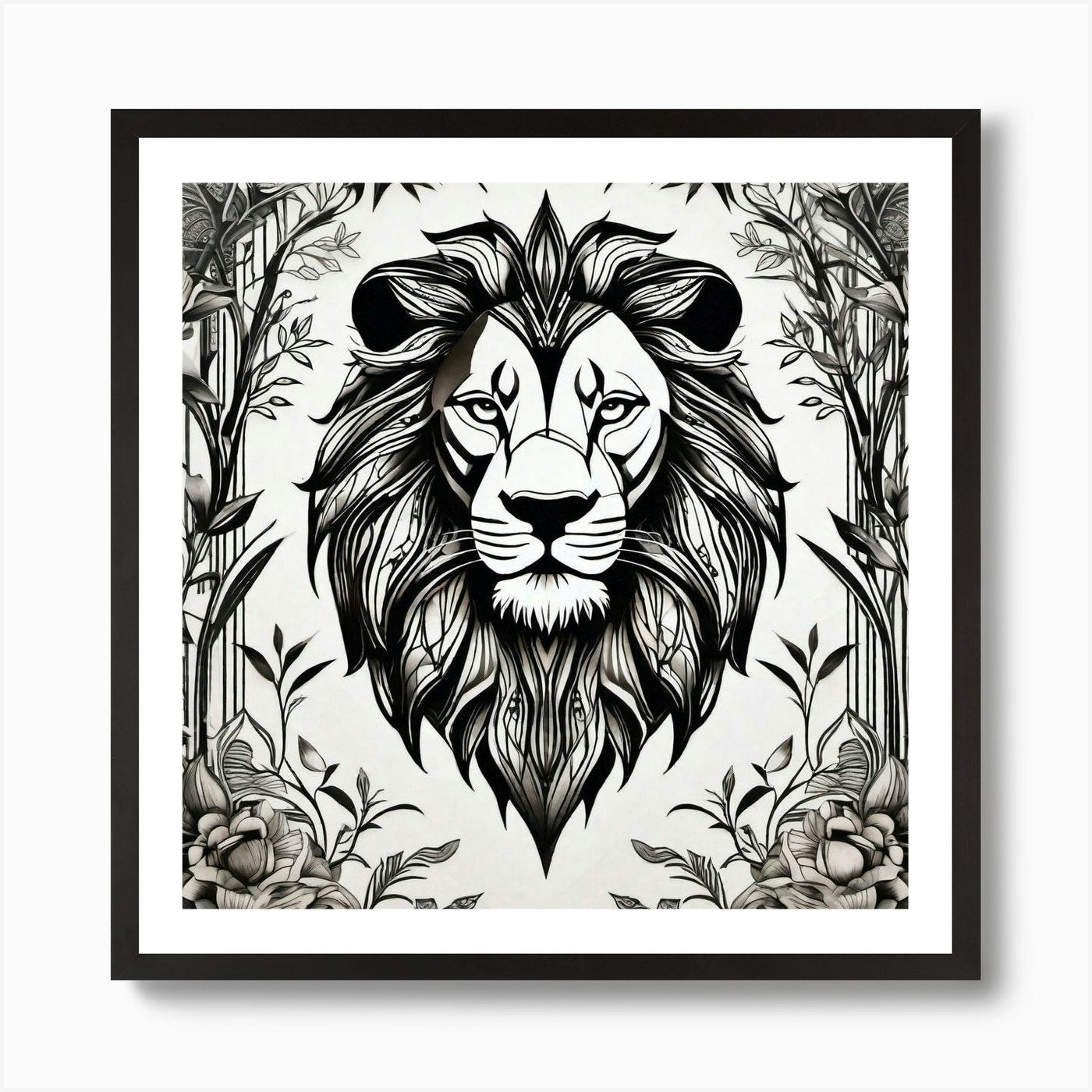 Lion Head 12 Art Print Framed Wall Art Poster Canvas Print Picture