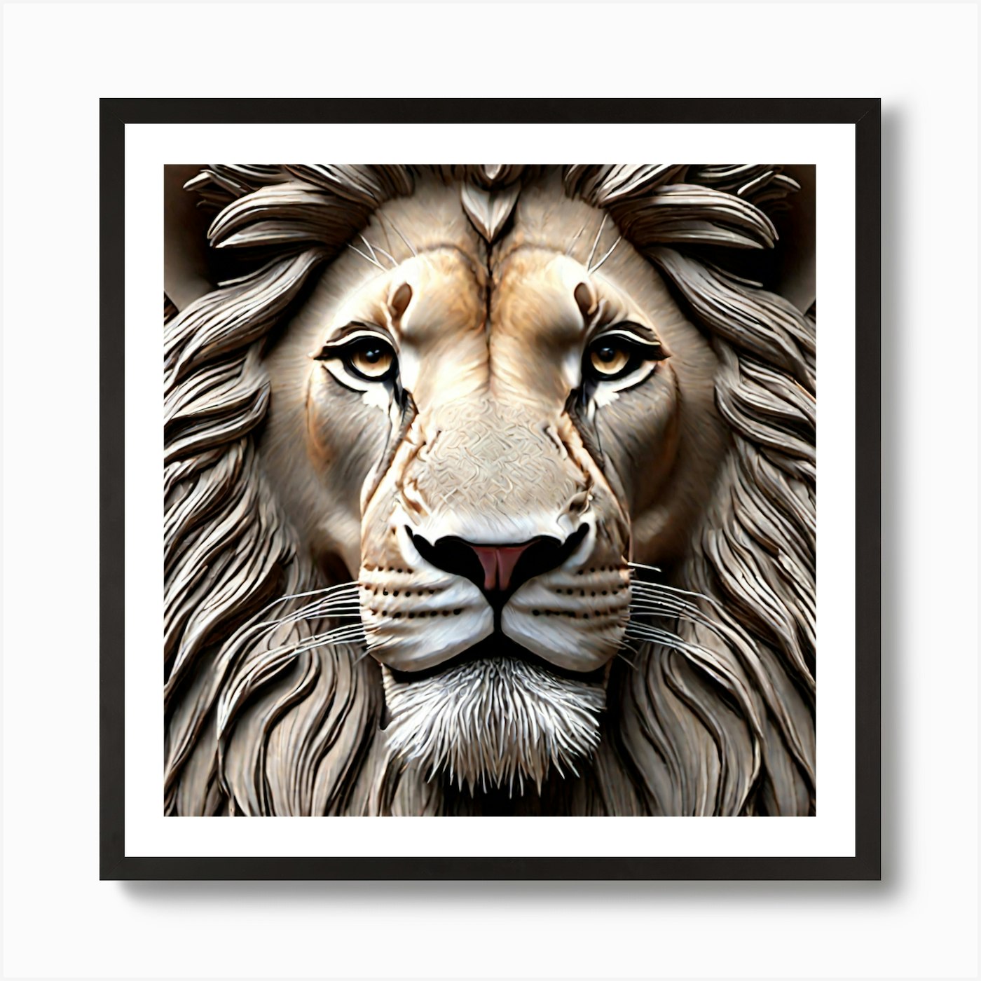 Lion Head Art Print Framed Wall Art Poster Canvas Print Picture
