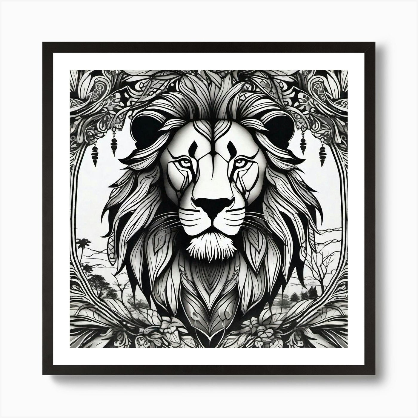 Lion Head 24 Art Print Framed Wall Art Poster Canvas Print Picture