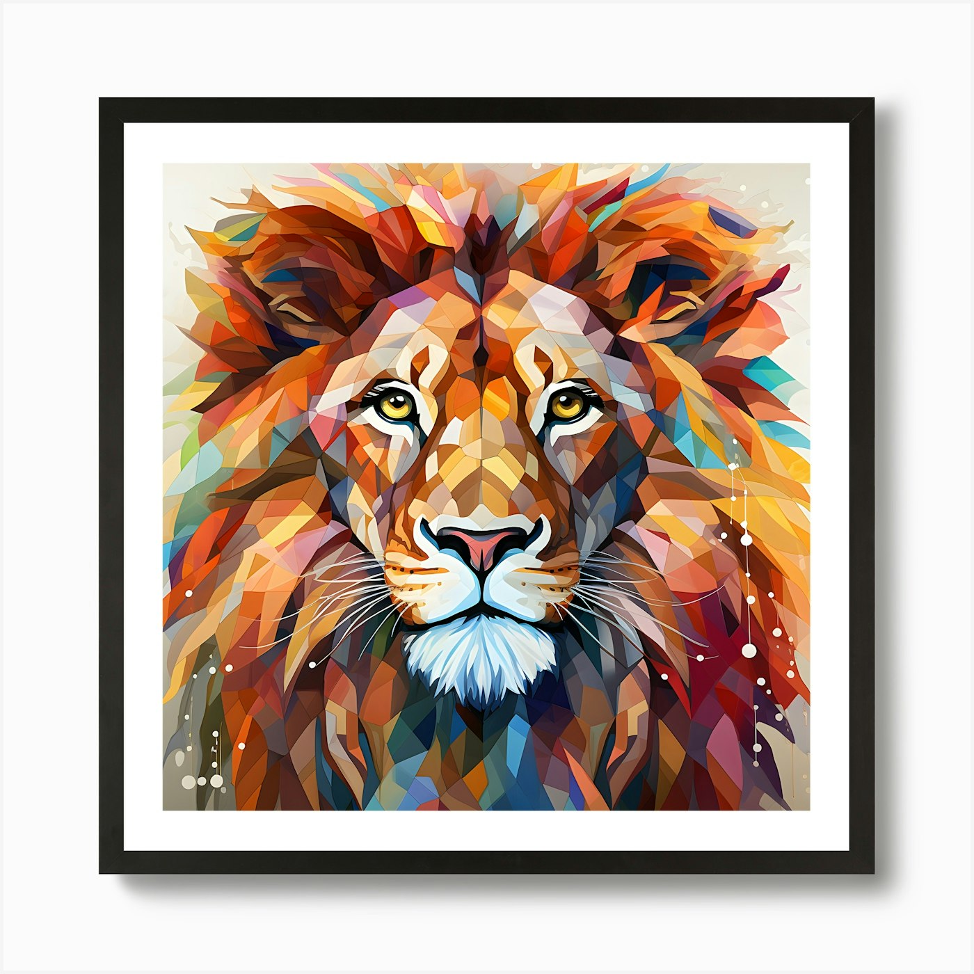 Majestic Lion Face: Powerful Wildli Framed Wall Art Poster Canvas Print Picture