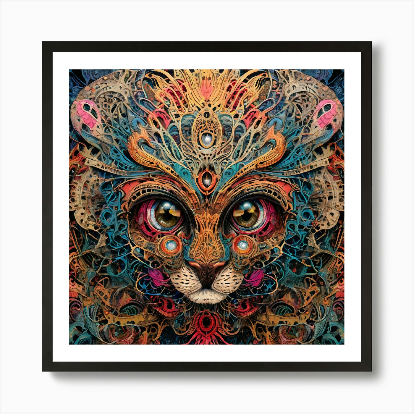Psychedelic Lion art print Art Prin Framed Wall Art Poster Canvas Print Picture