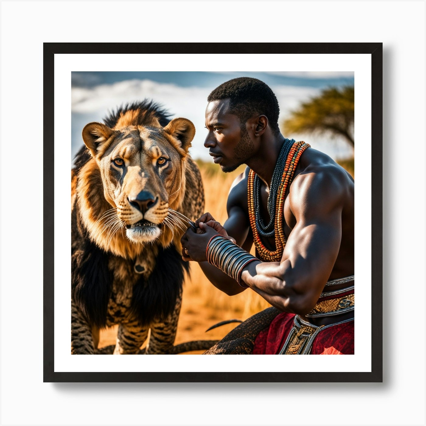 Lion King Savannah 2 Art Print Framed Wall Art Poster Canvas Print Picture