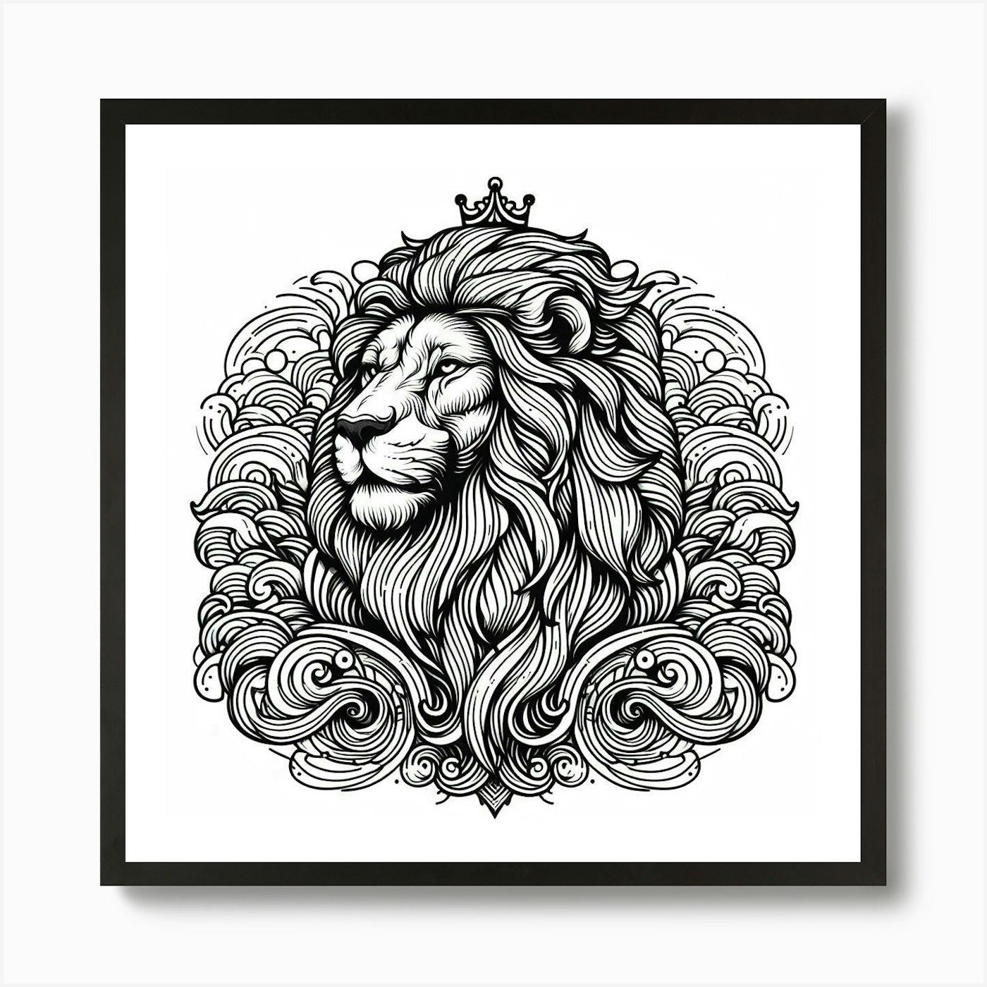 Lion Head Art Print Framed Wall Art Poster Canvas Print Picture