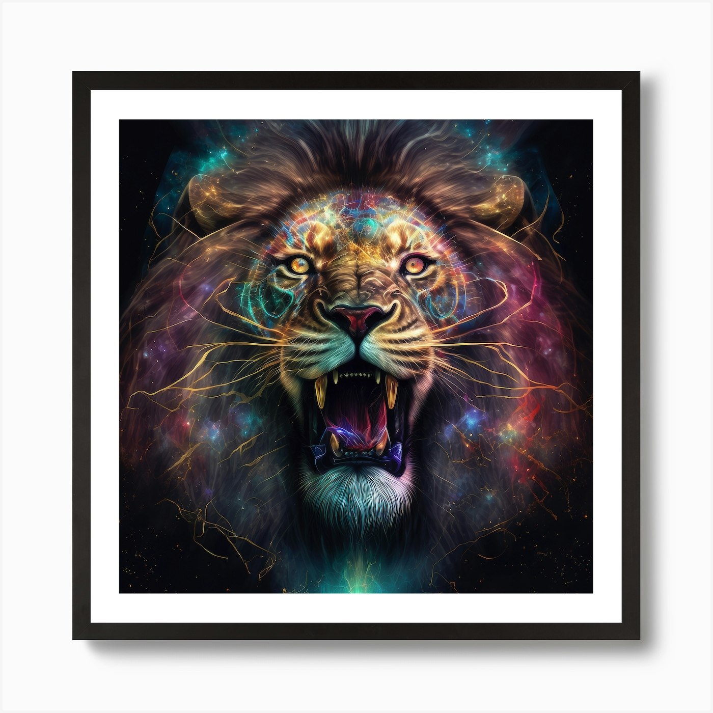 Iridescent Roar, Lion Art Print Framed Wall Art Poster Canvas Print Picture