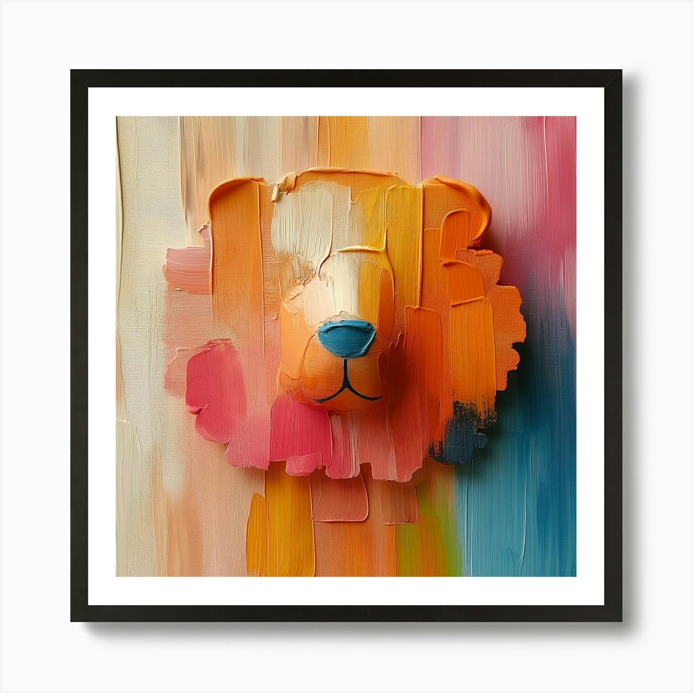 Colorful Painted Lion Art Print Framed Wall Art Poster Canvas Print Picture