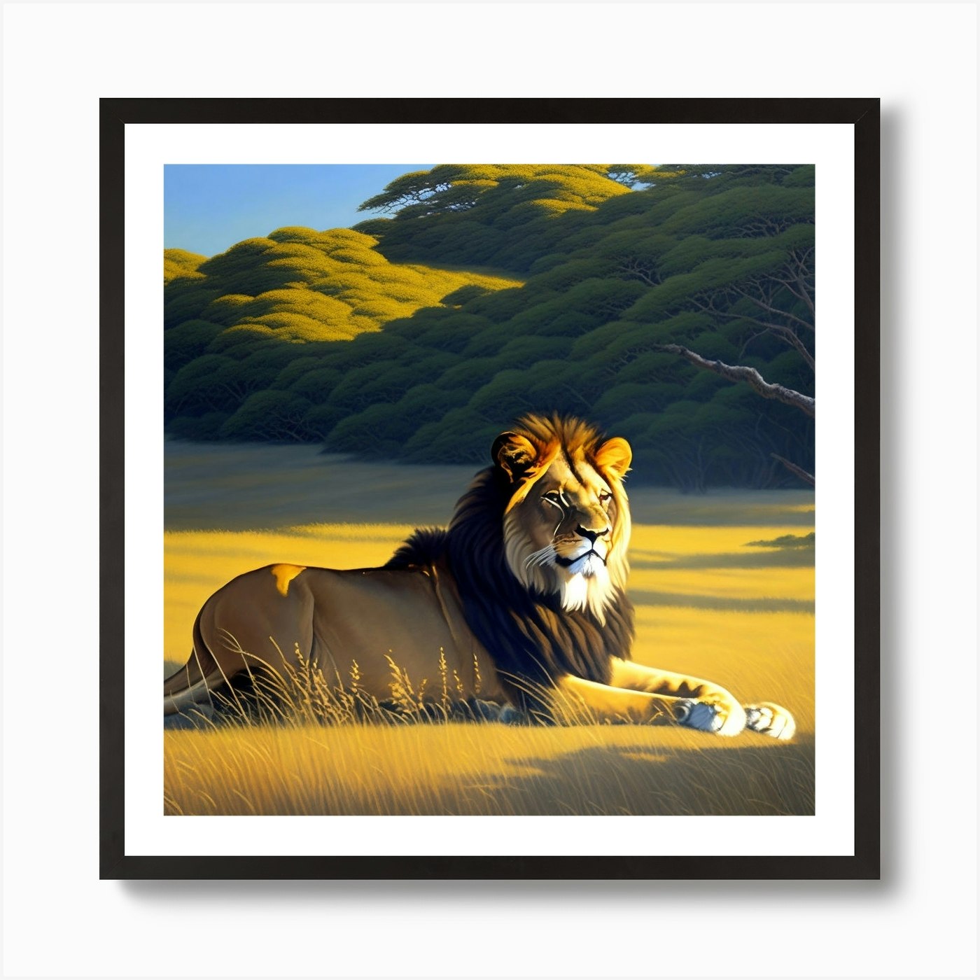Lion In The Grass 7 Art Print Framed Wall Art Poster Canvas Print Picture