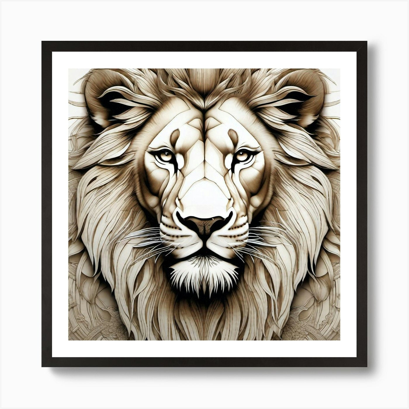 Lion Head 45 Art Print Framed Wall Art Poster Canvas Print Picture