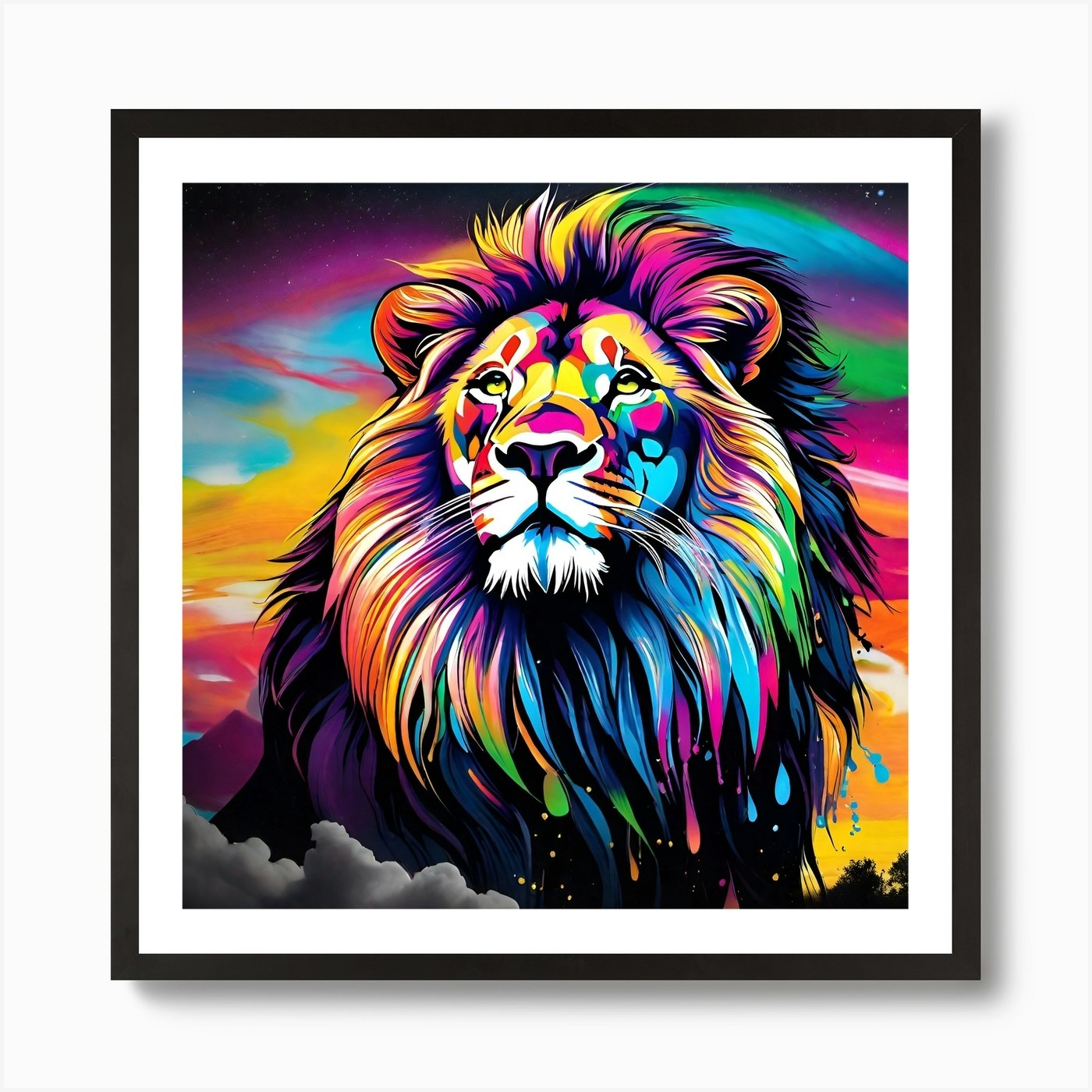Colorful Lion 4 Art Print Framed Wall Art Poster Canvas Print Picture