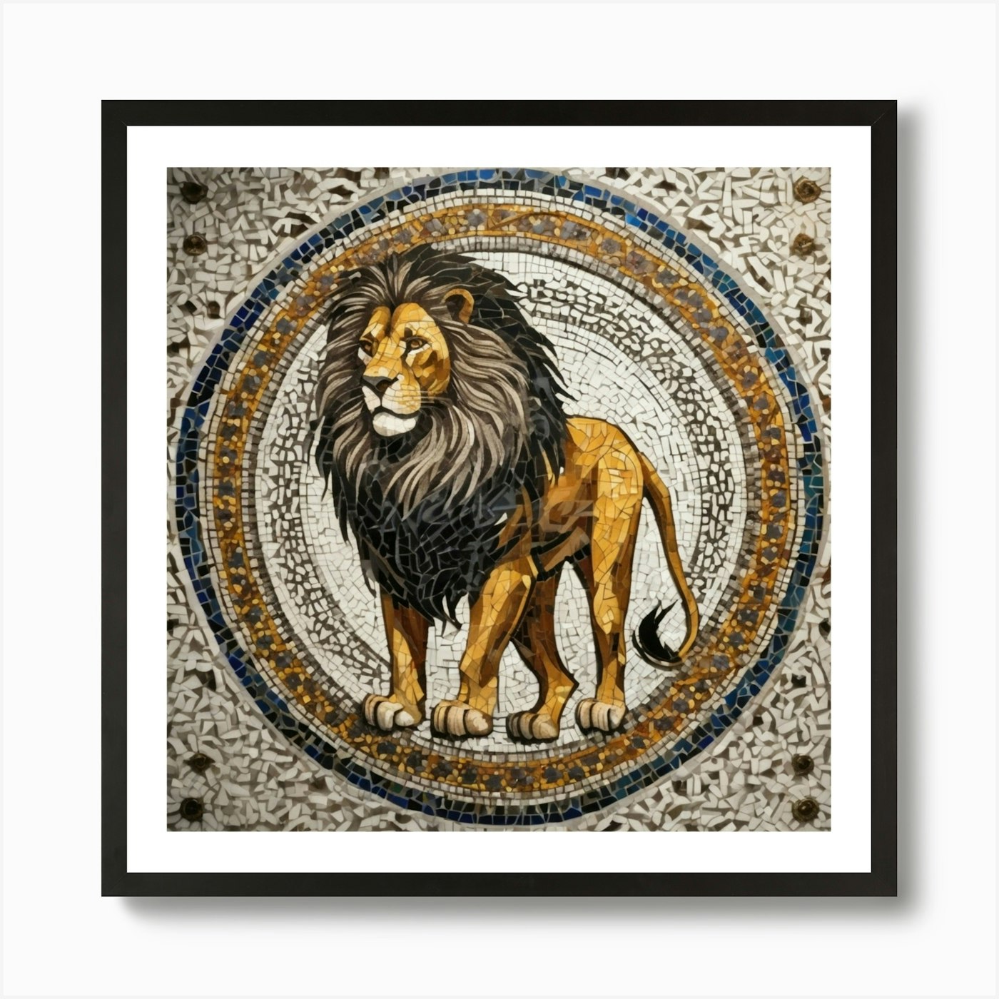 Lion Mosaic Pattern Art Print Framed Wall Art Poster Canvas Print Picture