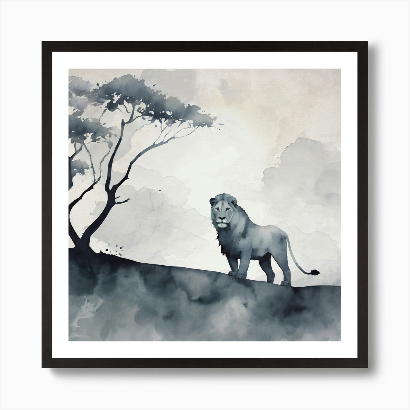 Lion In The Forest Art Print Framed Wall Art Poster Canvas Print Picture