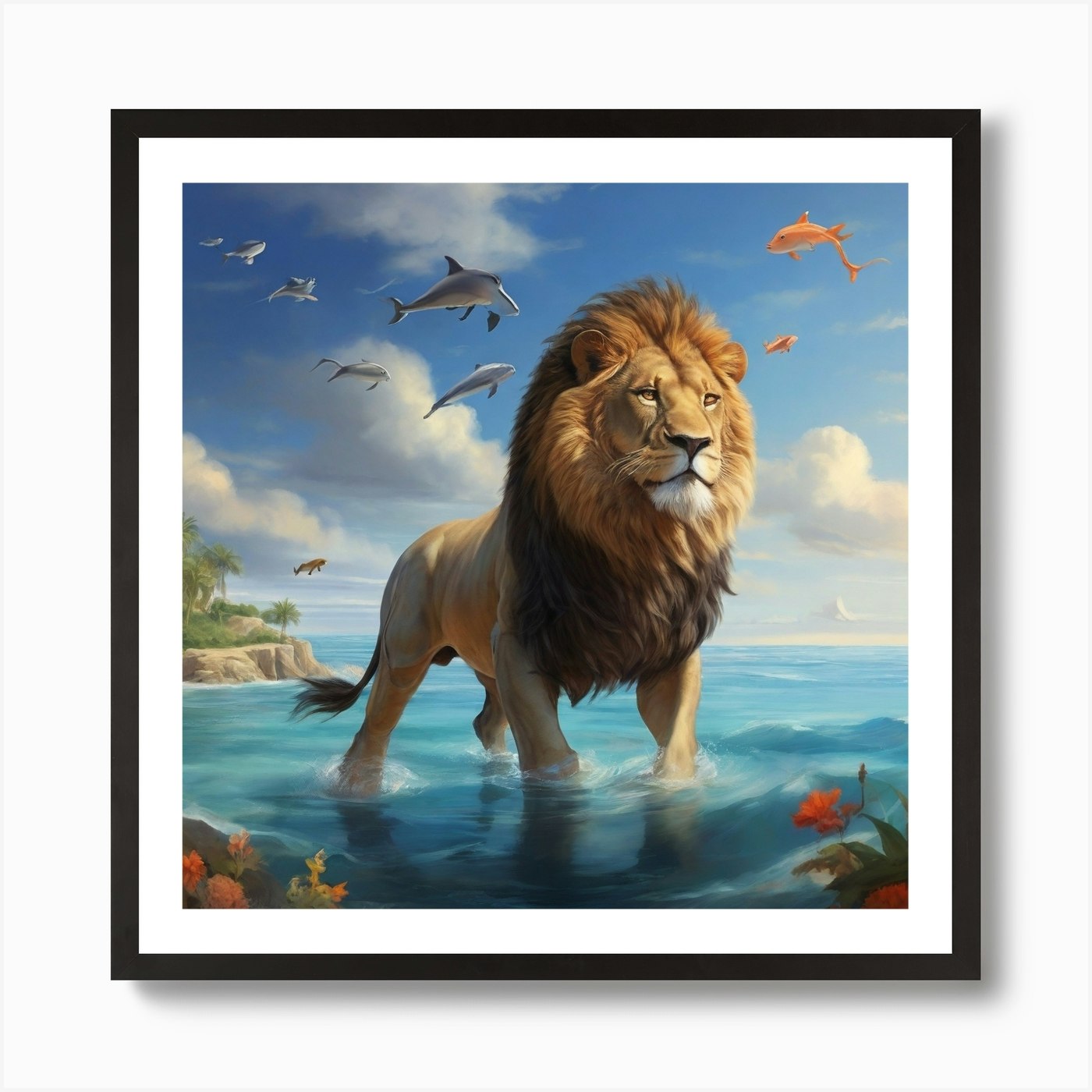 Lion Of The Sea Art Print Framed Wall Art Poster Canvas Print Picture