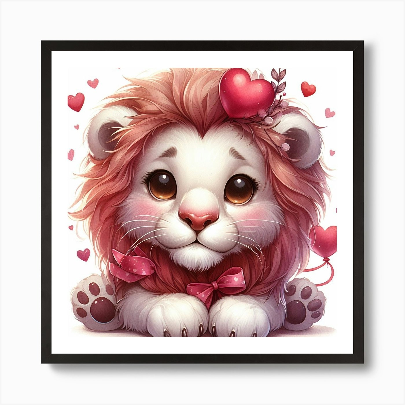 Valentine's Day, Lion 1 Art Print Framed Wall Art Poster Canvas Print Picture