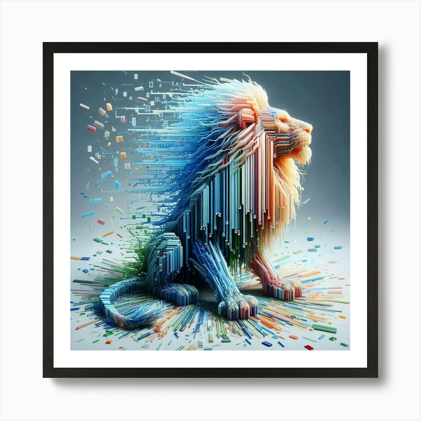 Lion In 3d Art Print Framed Wall Art Poster Canvas Print Picture