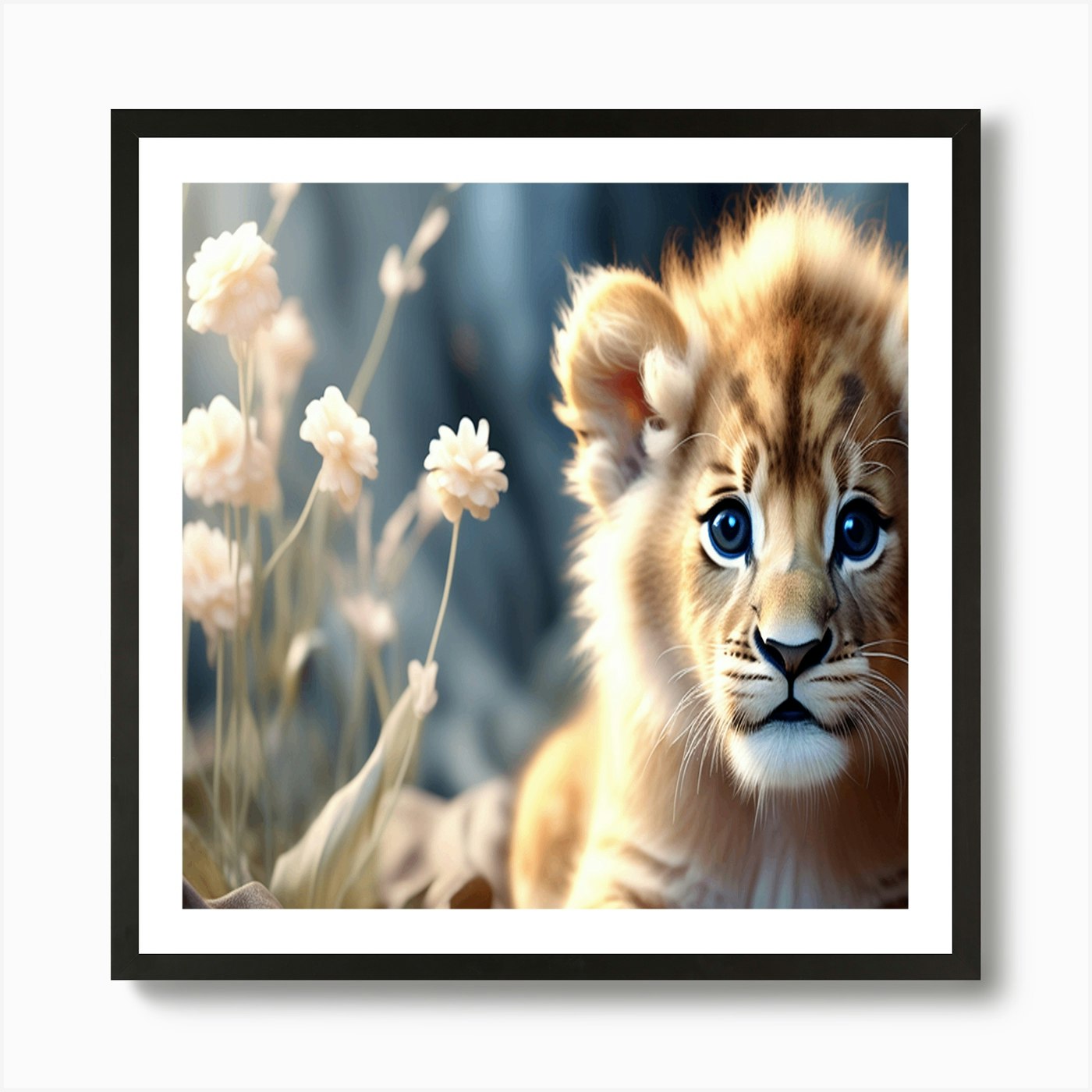 Lion cub professionally photographe Framed Wall Art Poster Canvas Print Picture