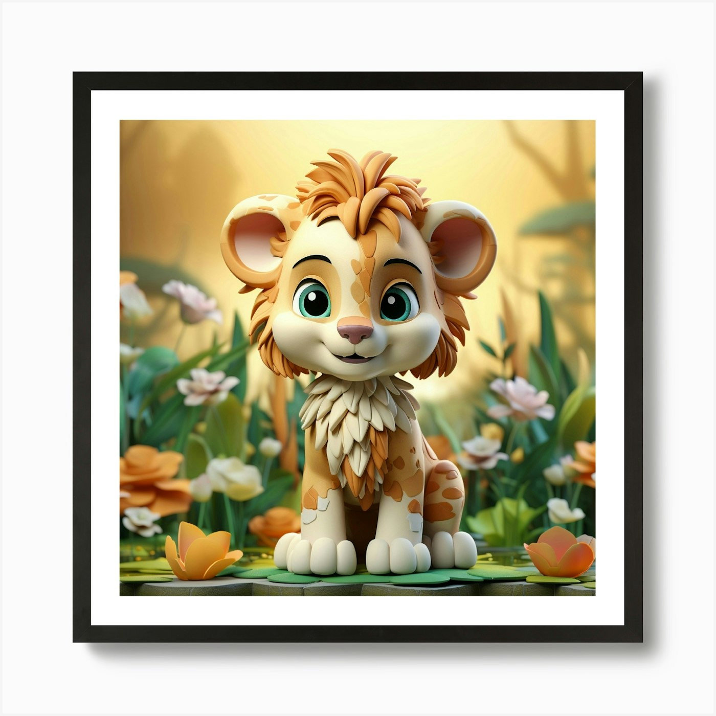Lion Cub 5 Art Print Framed Wall Art Poster Canvas Print Picture