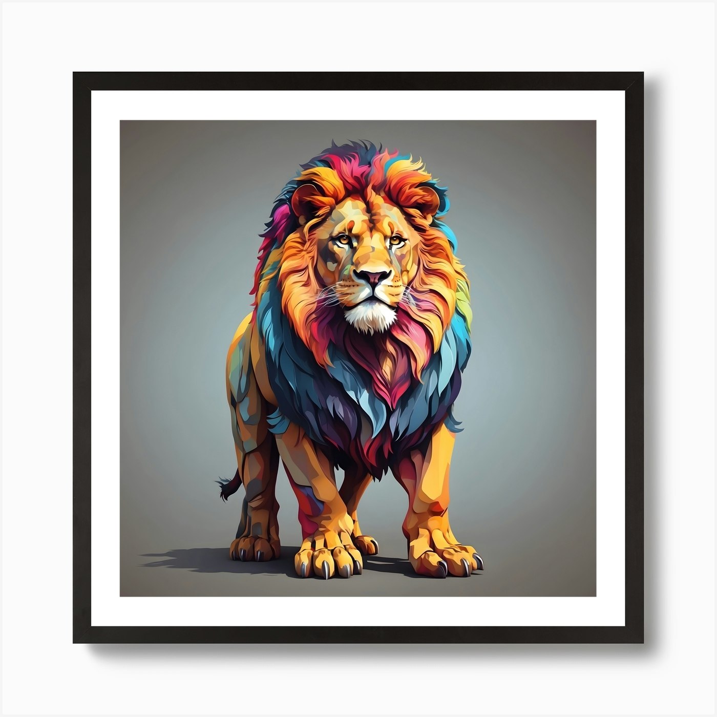 Colorful Lion 5 Art Print Framed Wall Art Poster Canvas Print Picture