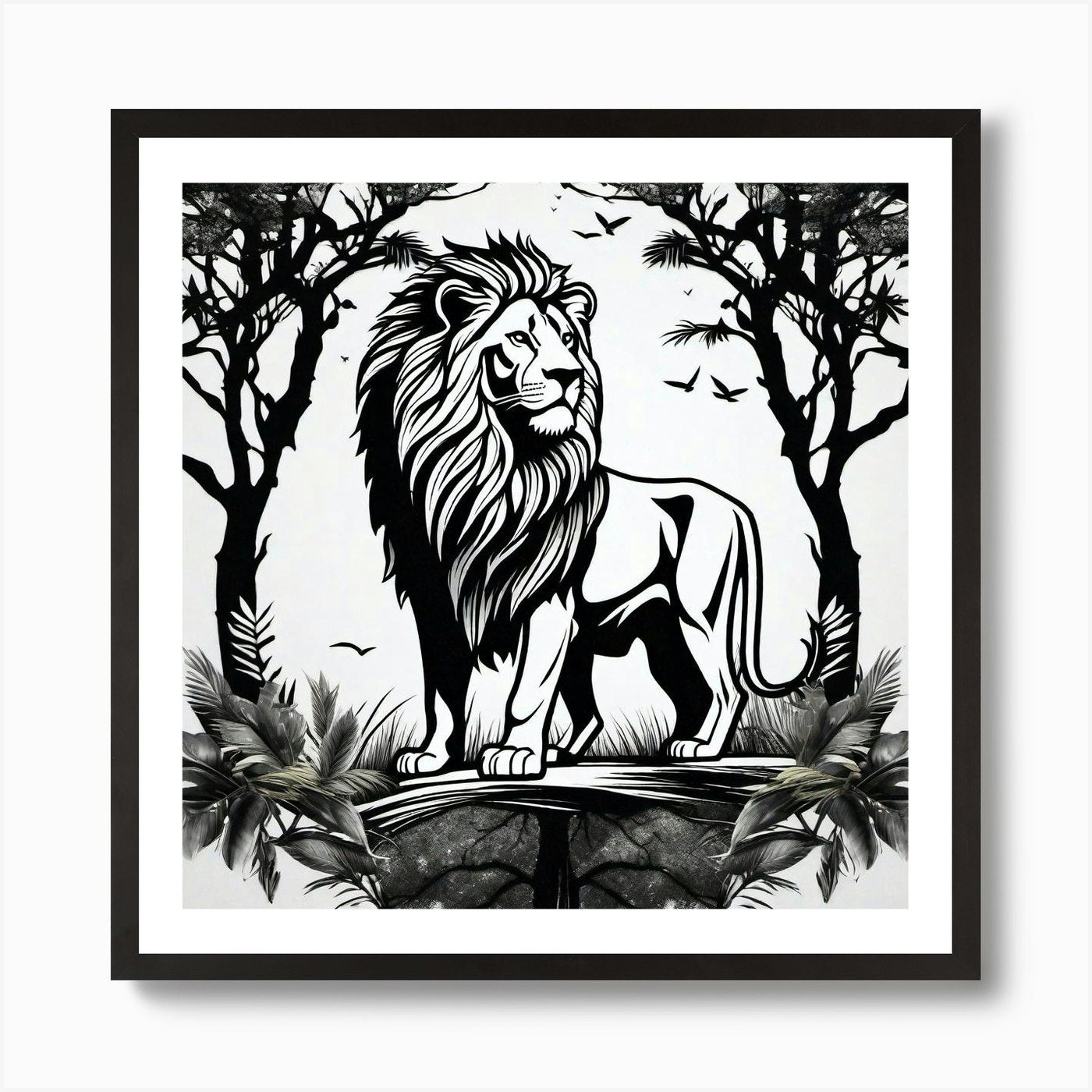 Lion In The Forest 15 Art Print Framed Wall Art Poster Canvas Print Picture