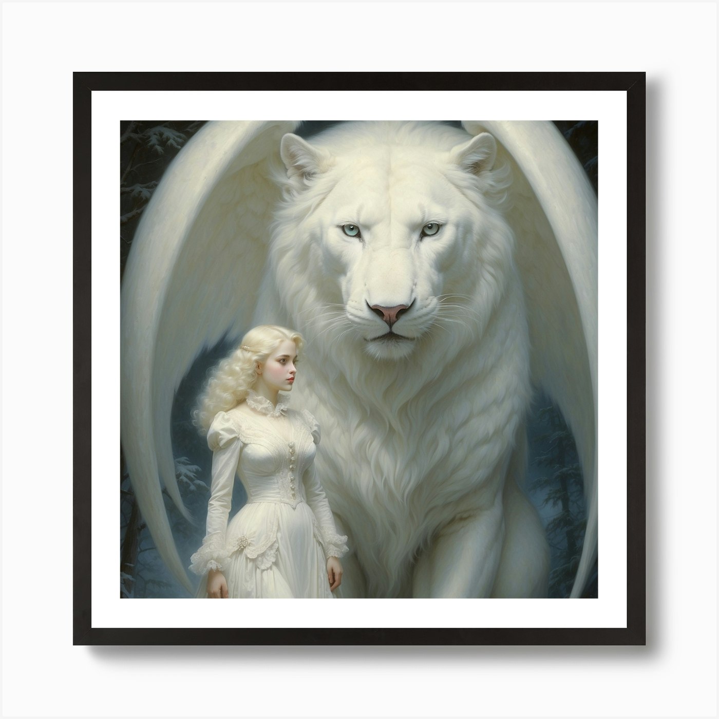 White Lion Art Print Framed Wall Art Poster Canvas Print Picture