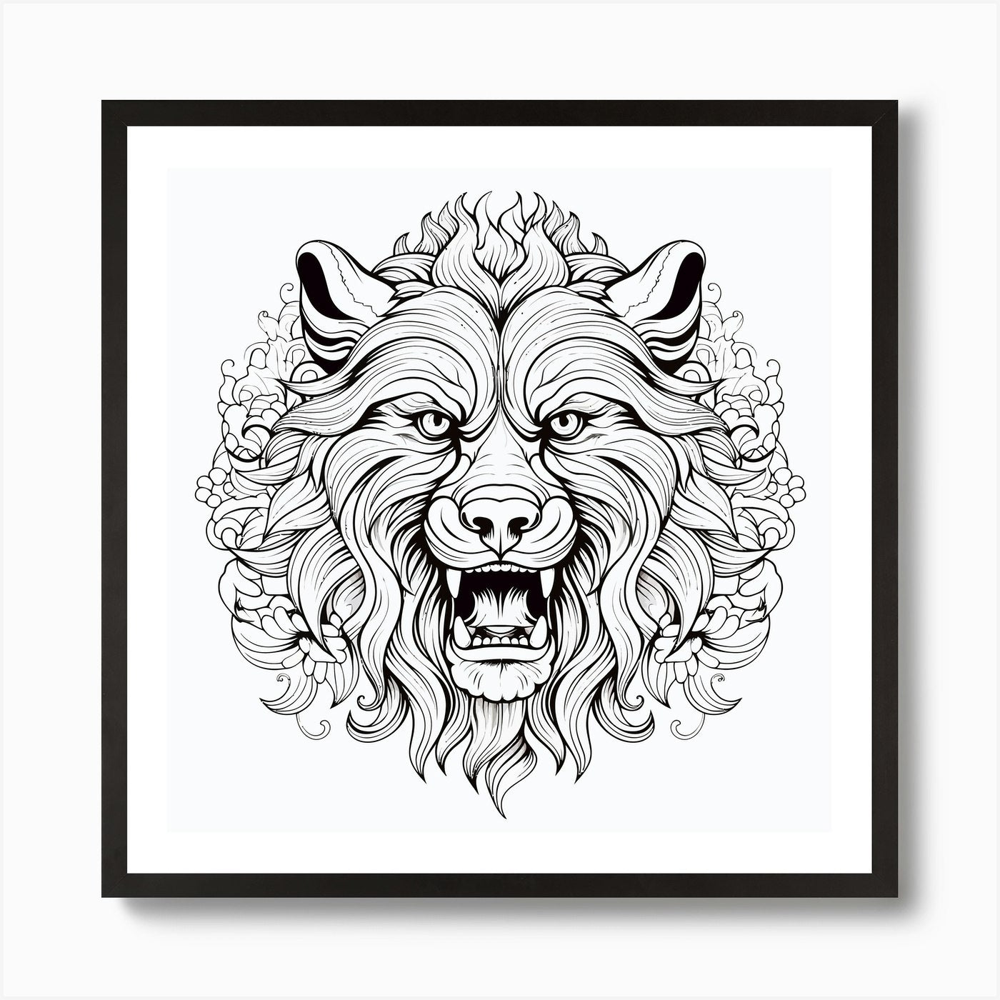 Lion Head 1 Art Print Framed Wall Art Poster Canvas Print Picture