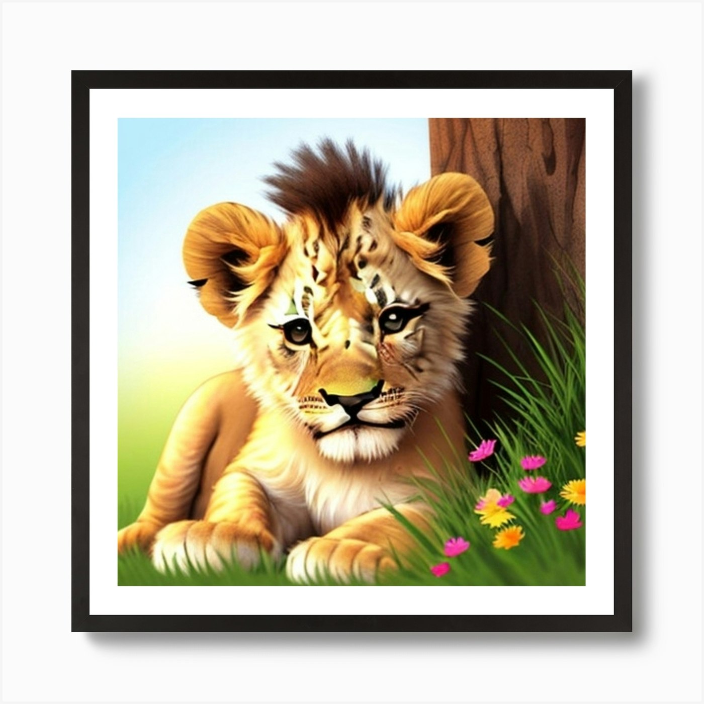 Lion Cub 3 Art Print Framed Wall Art Poster Canvas Print Picture