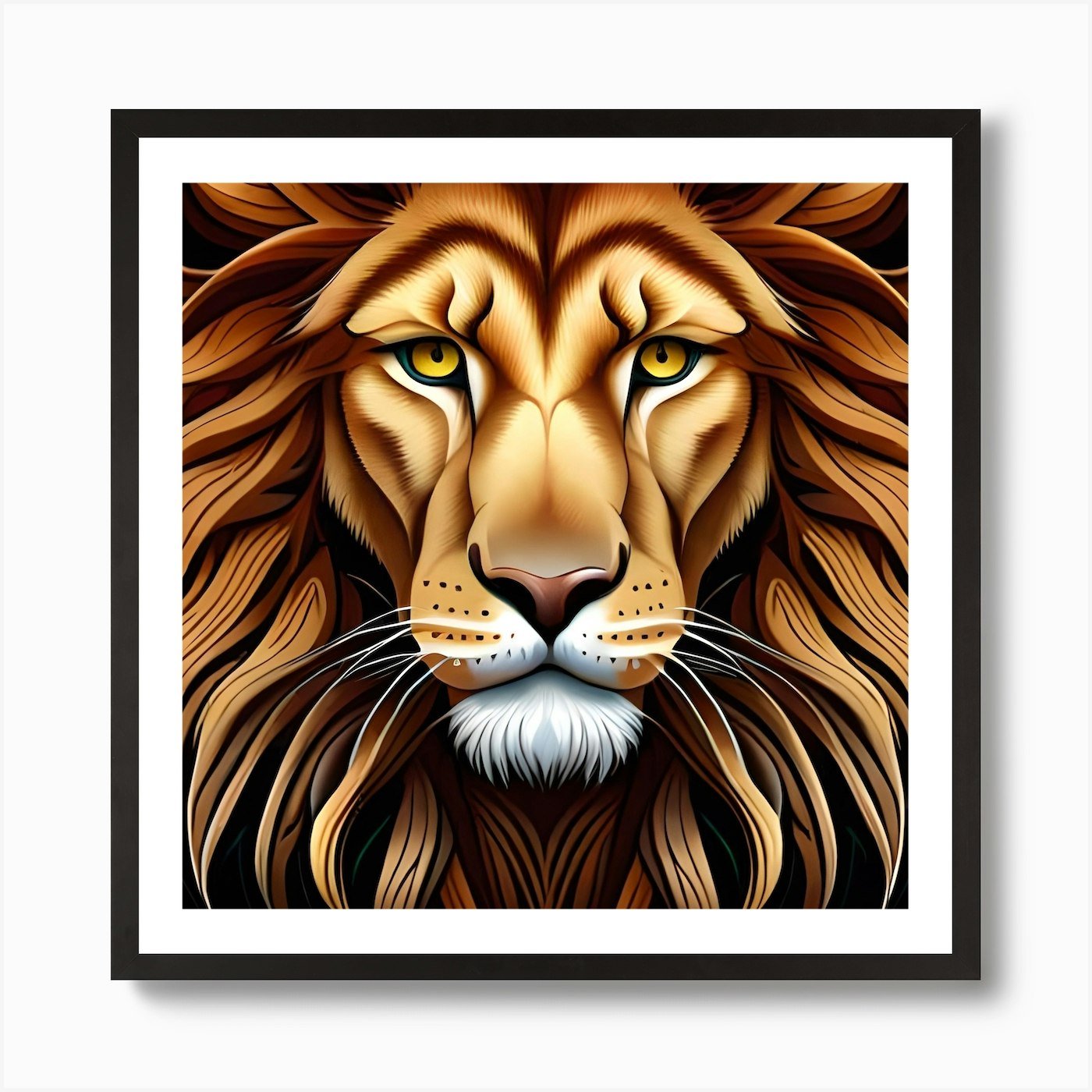 Lion Head Art Print Framed Wall Art Poster Canvas Print Picture