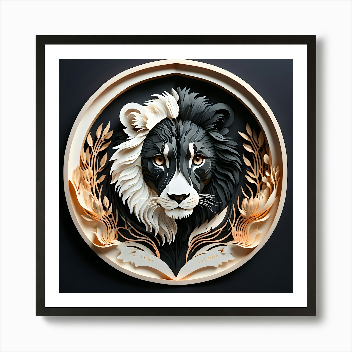 Black And White Lion Art Print Framed Wall Art Poster Canvas Print Picture