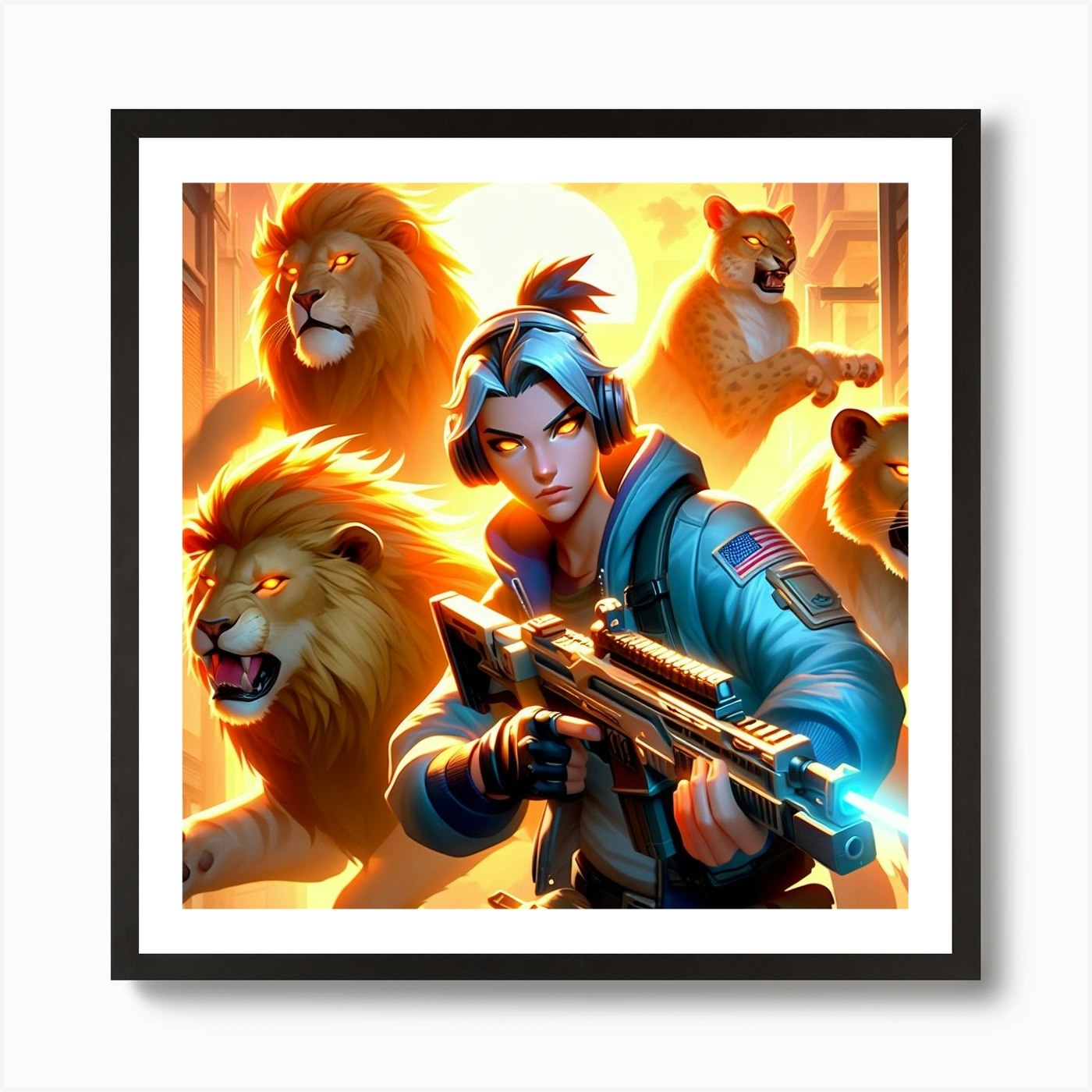 Lions And Lions 1 Art Print Framed Wall Art Poster Canvas Print Picture