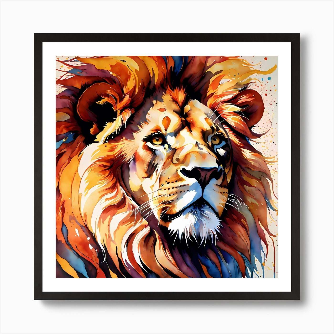 Vibrant Detailed Lion Painting Art Framed Wall Art Poster Canvas Print Picture