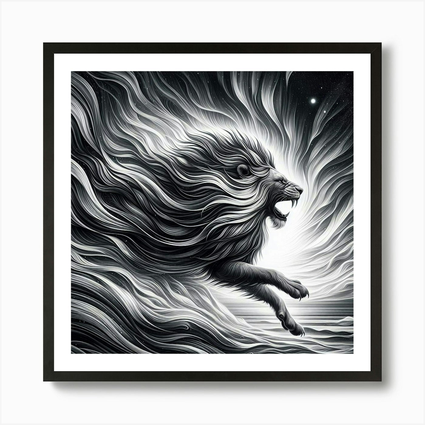 Lion Of The Night 2 Art Print Framed Wall Art Poster Canvas Print Picture