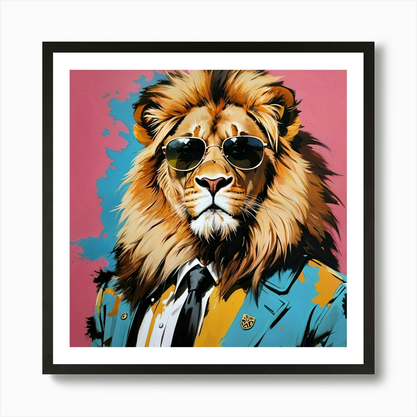 Lion In A Suit Art Print Framed Wall Art Poster Canvas Print Picture