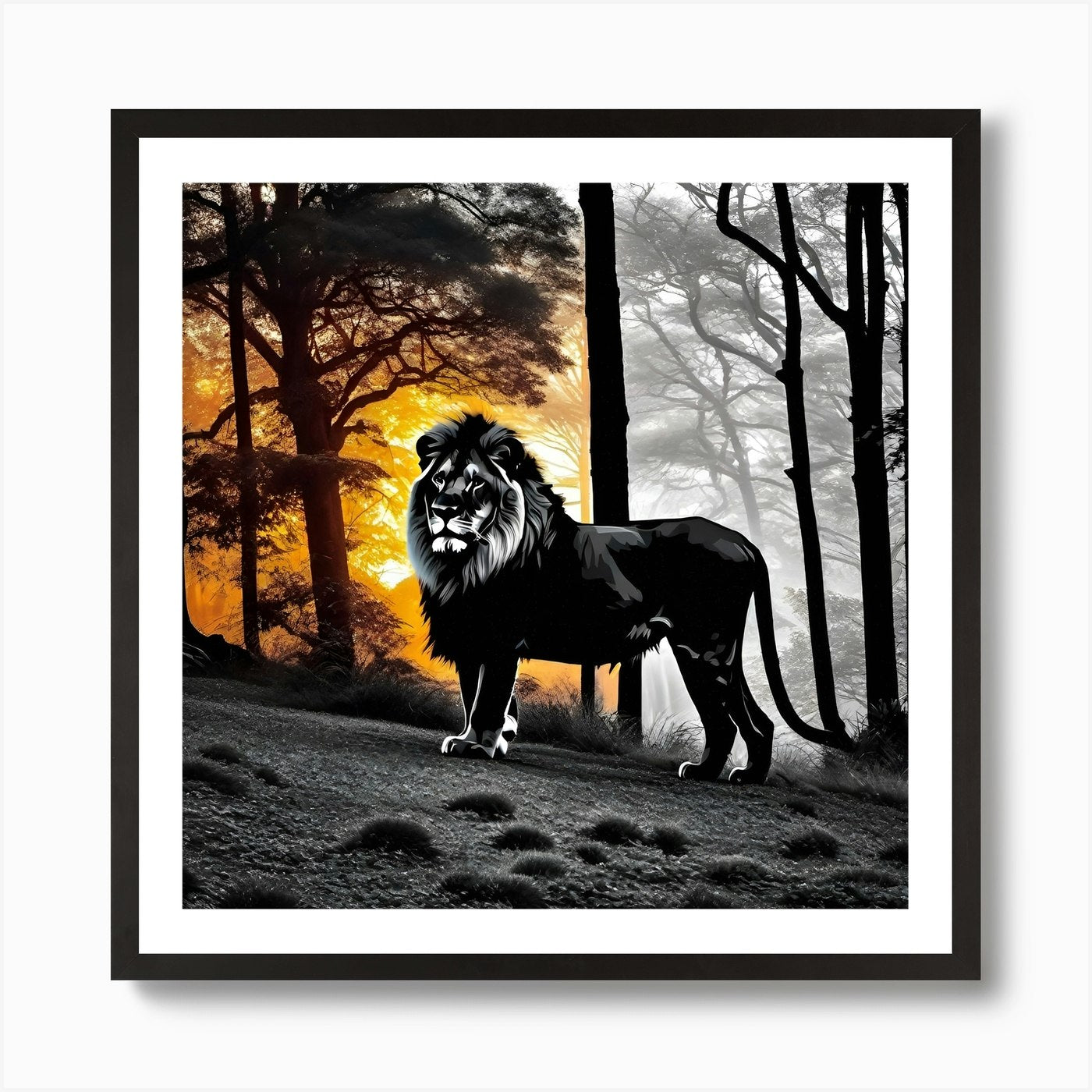 Lion In The Forest 31 Art Print Framed Wall Art Poster Canvas Print Picture