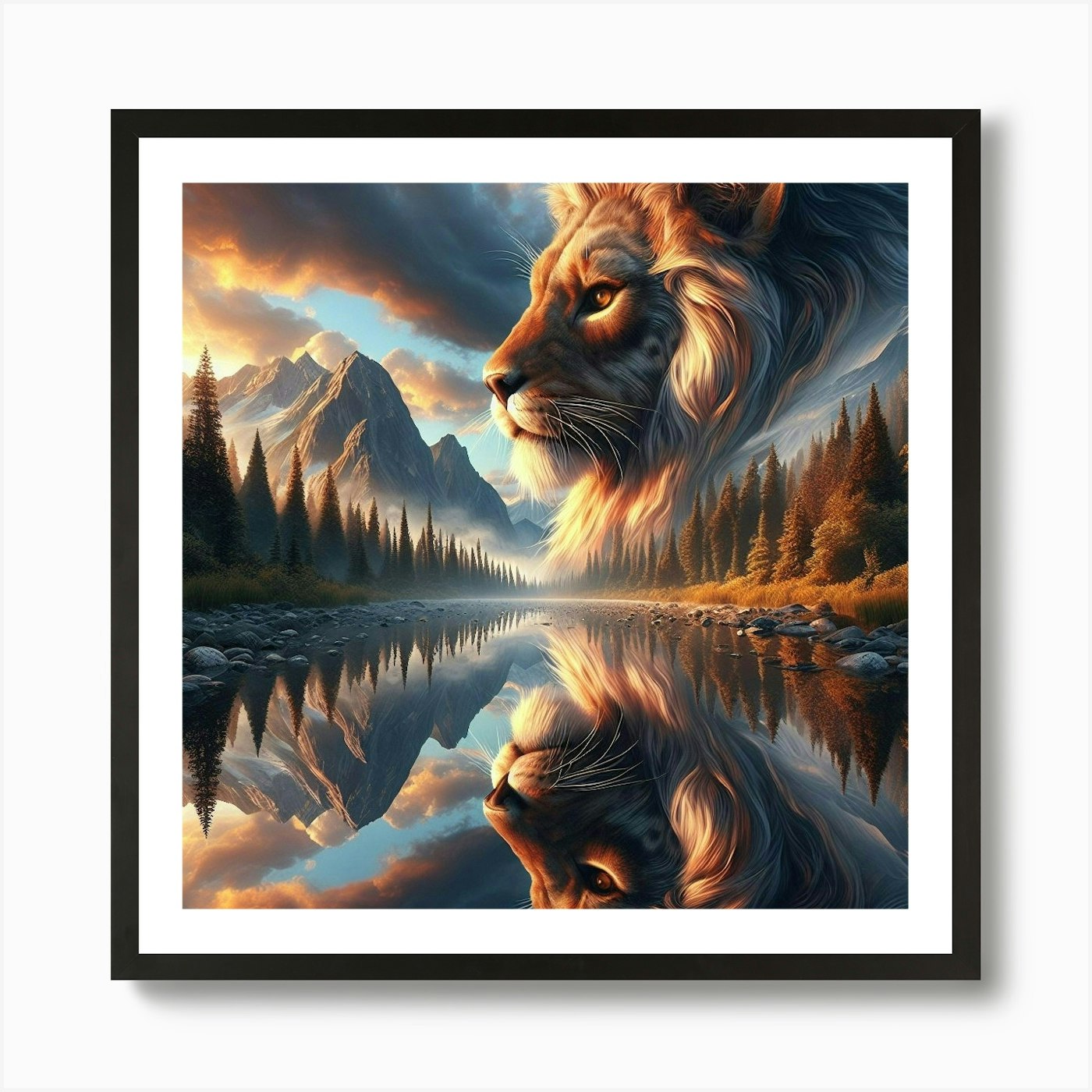 Lion in the Sky 1 Art Print Framed Wall Art Poster Canvas Print Picture