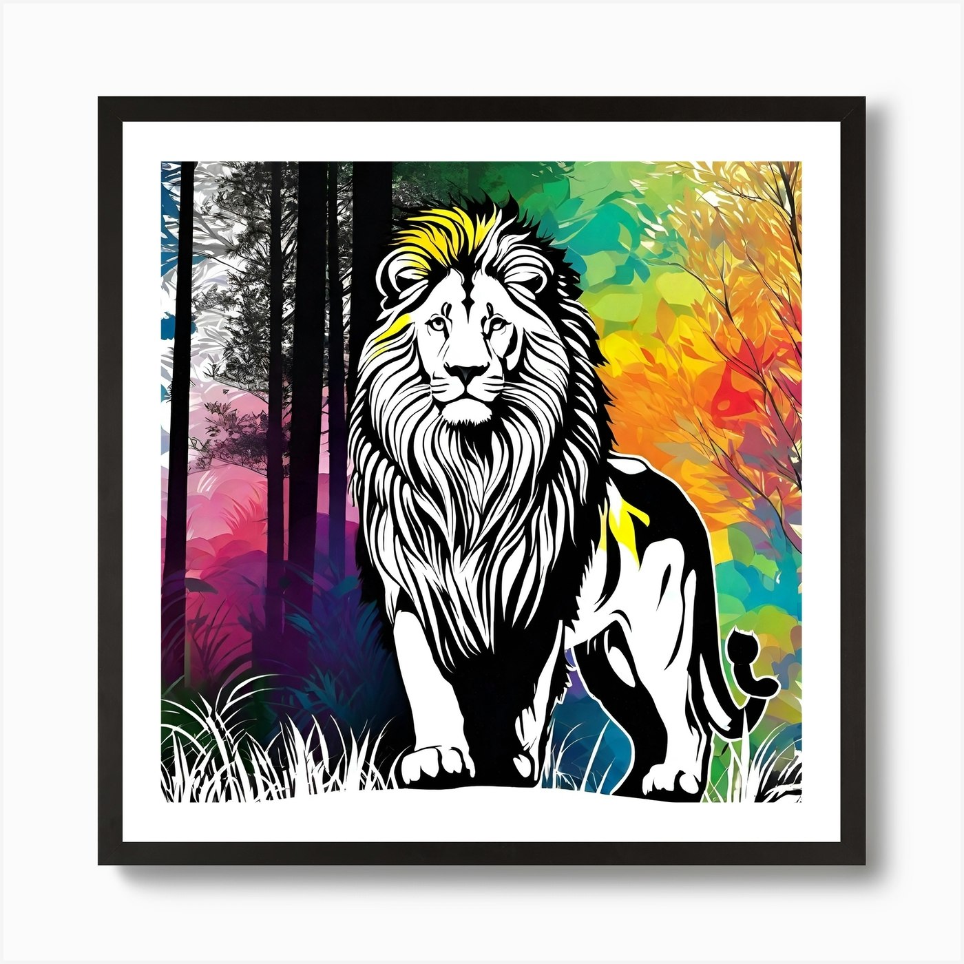 Lion In The Forest 26 Art Print Framed Wall Art Poster Canvas Print Picture