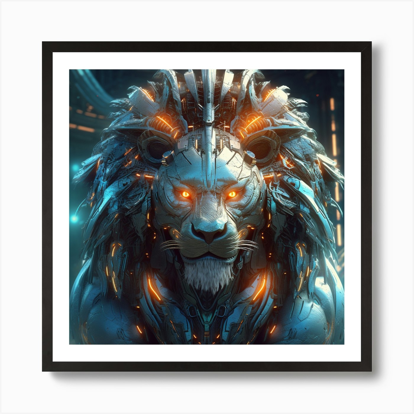 Armadiler Lion Sufusticated Futuris Framed Wall Art Poster Canvas Print Picture