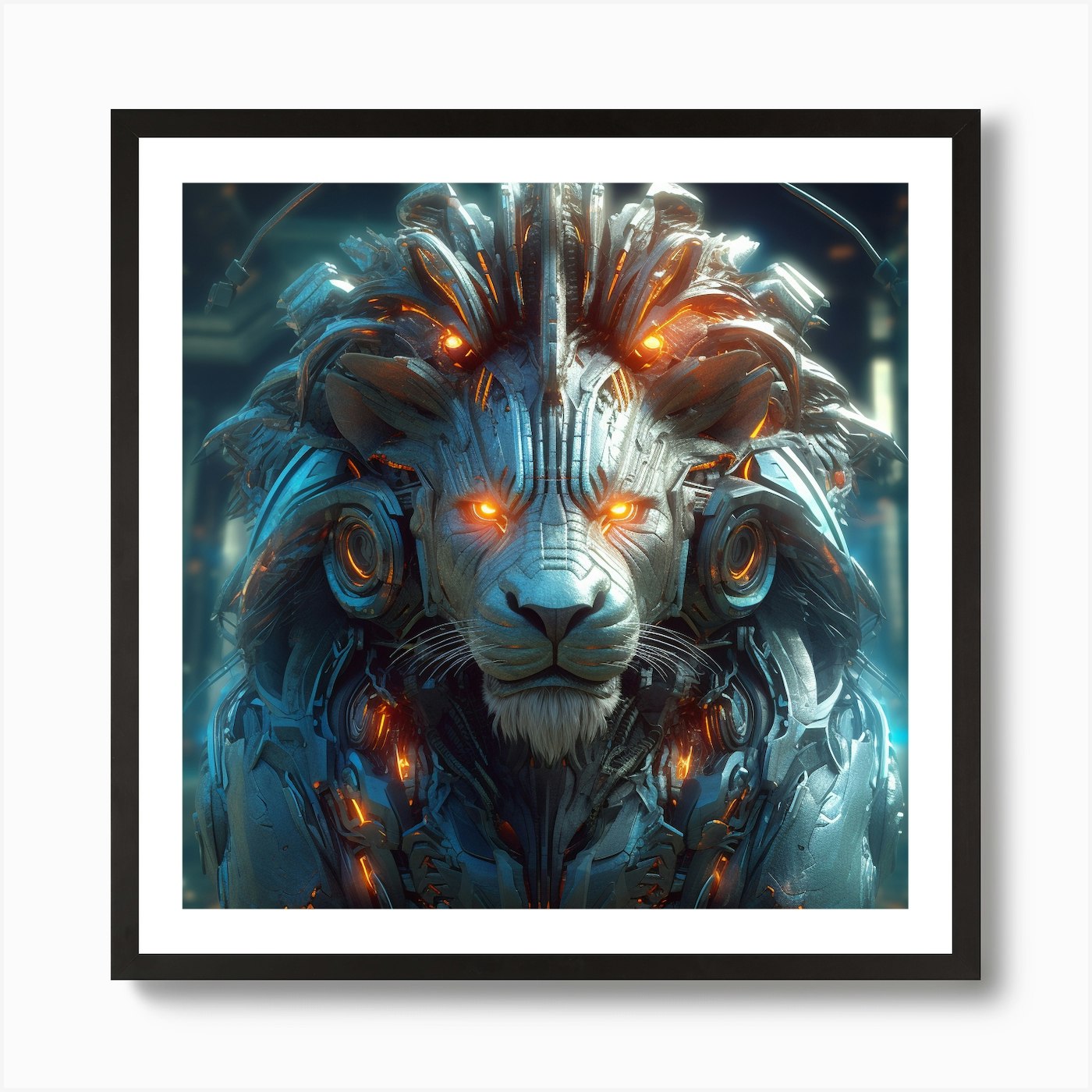 Armadiler Lion Sufusticated Futuris Framed Wall Art Poster Canvas Print Picture