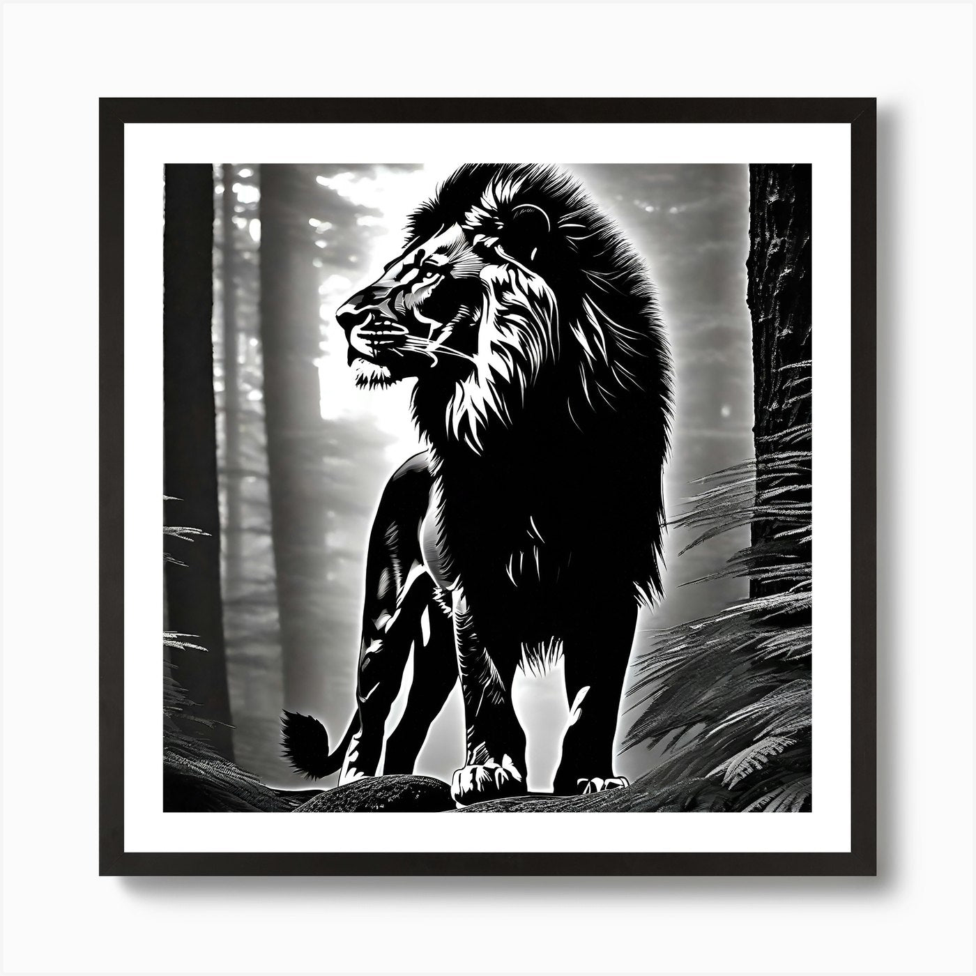 Lion In The Forest 16 Art Print Framed Wall Art Poster Canvas Print Picture
