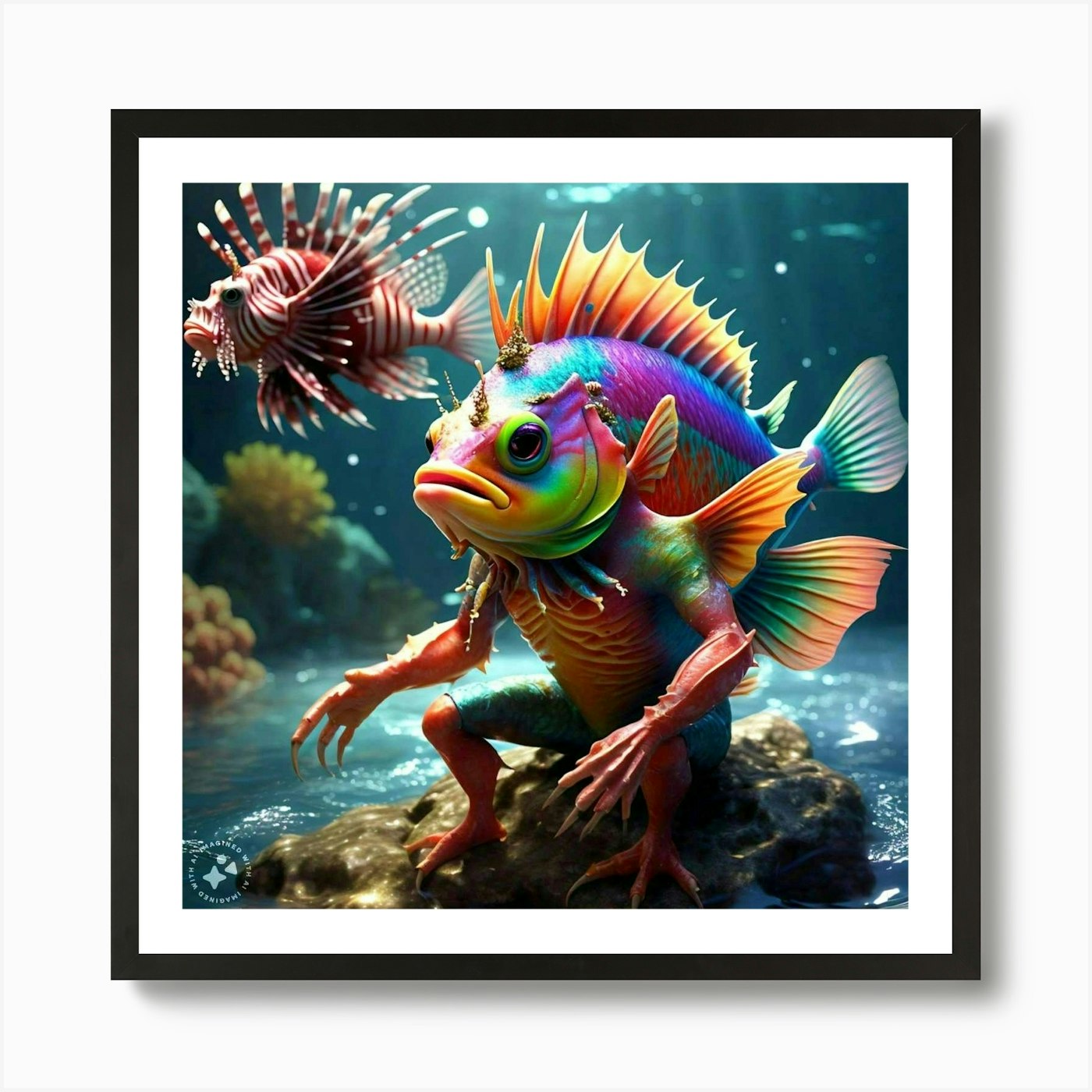 Lion Fish Art Print Framed Wall Art Poster Canvas Print Picture
