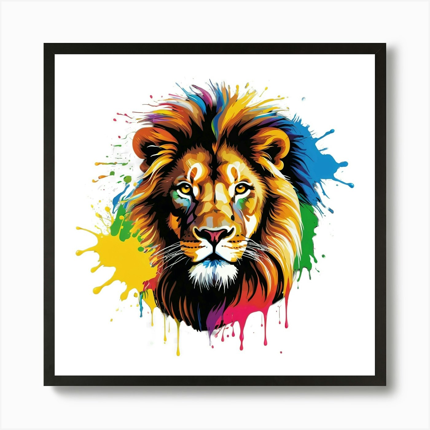 3D Splash Lion Art Print Framed Wall Art Poster Canvas Print Picture
