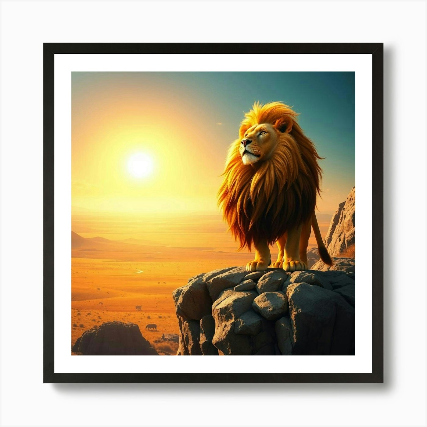 Lion In The Desert 5 Art Print Framed Wall Art Poster Canvas Print Picture