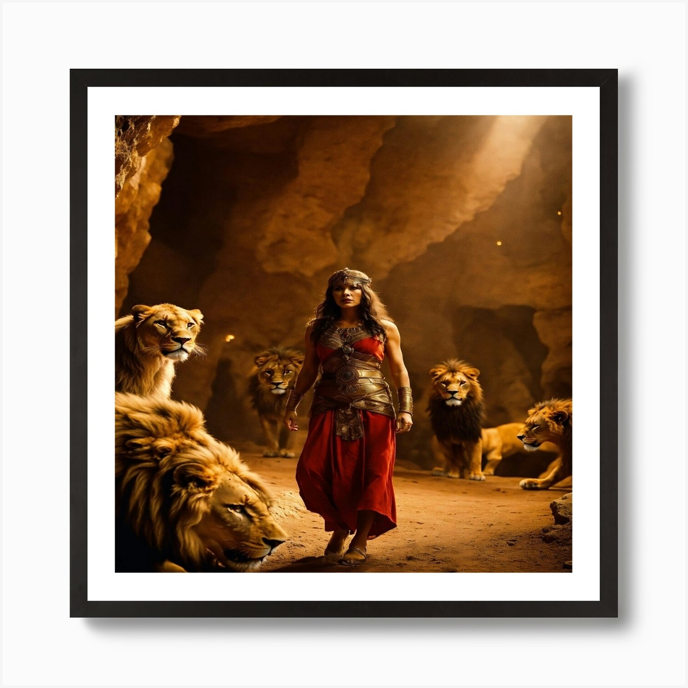 Lions In The Cave Art Print Framed Wall Art Poster Canvas Print Picture