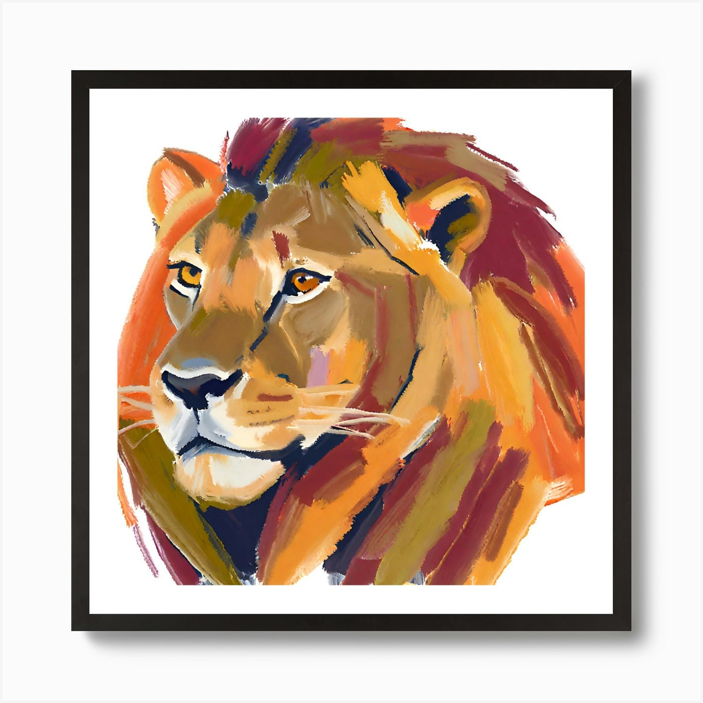 African Lion 01 Art Print Framed Wall Art Poster Canvas Print Picture