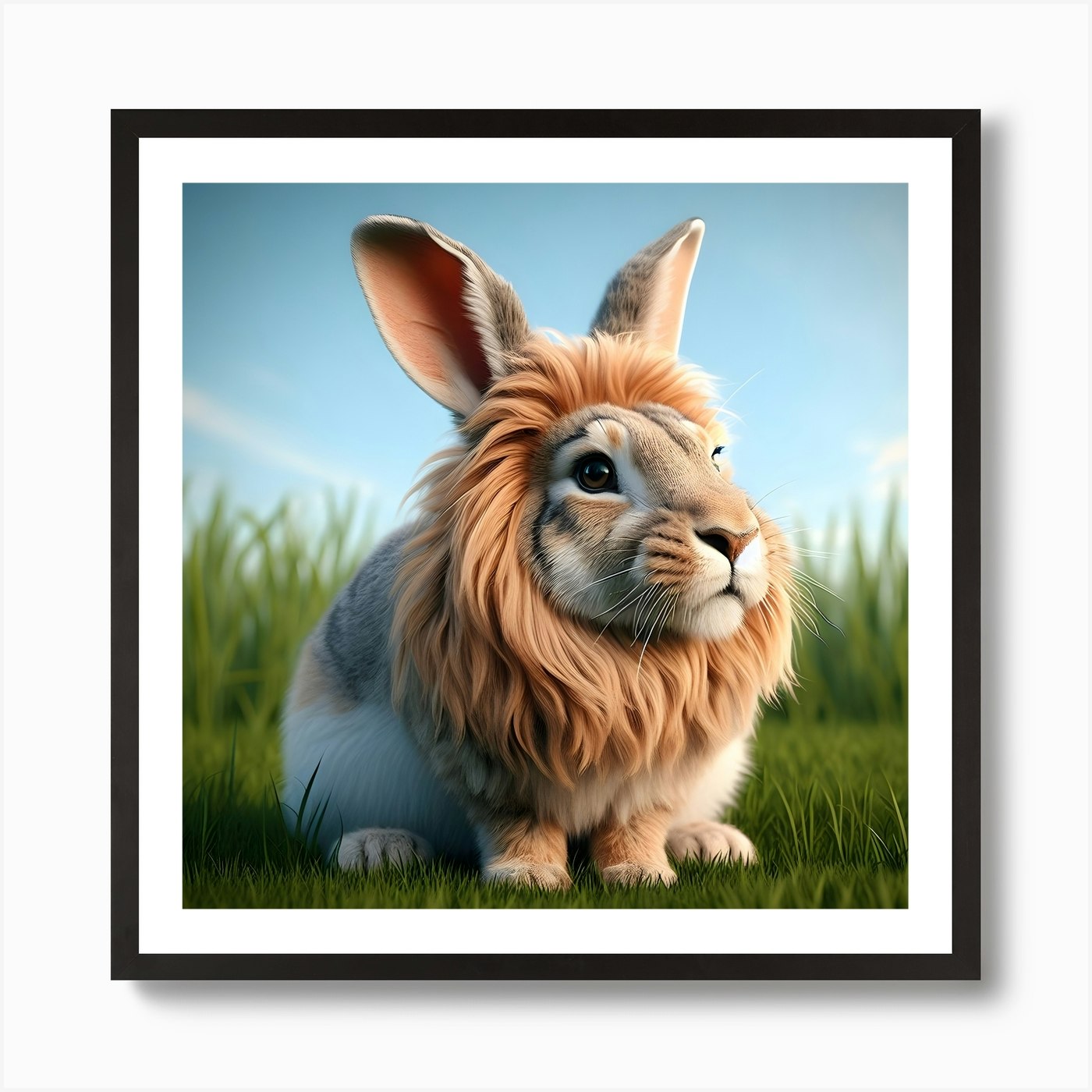 3d Lion In The Shape Of A Rabbit Ar Framed Wall Art Poster Canvas Print Picture
