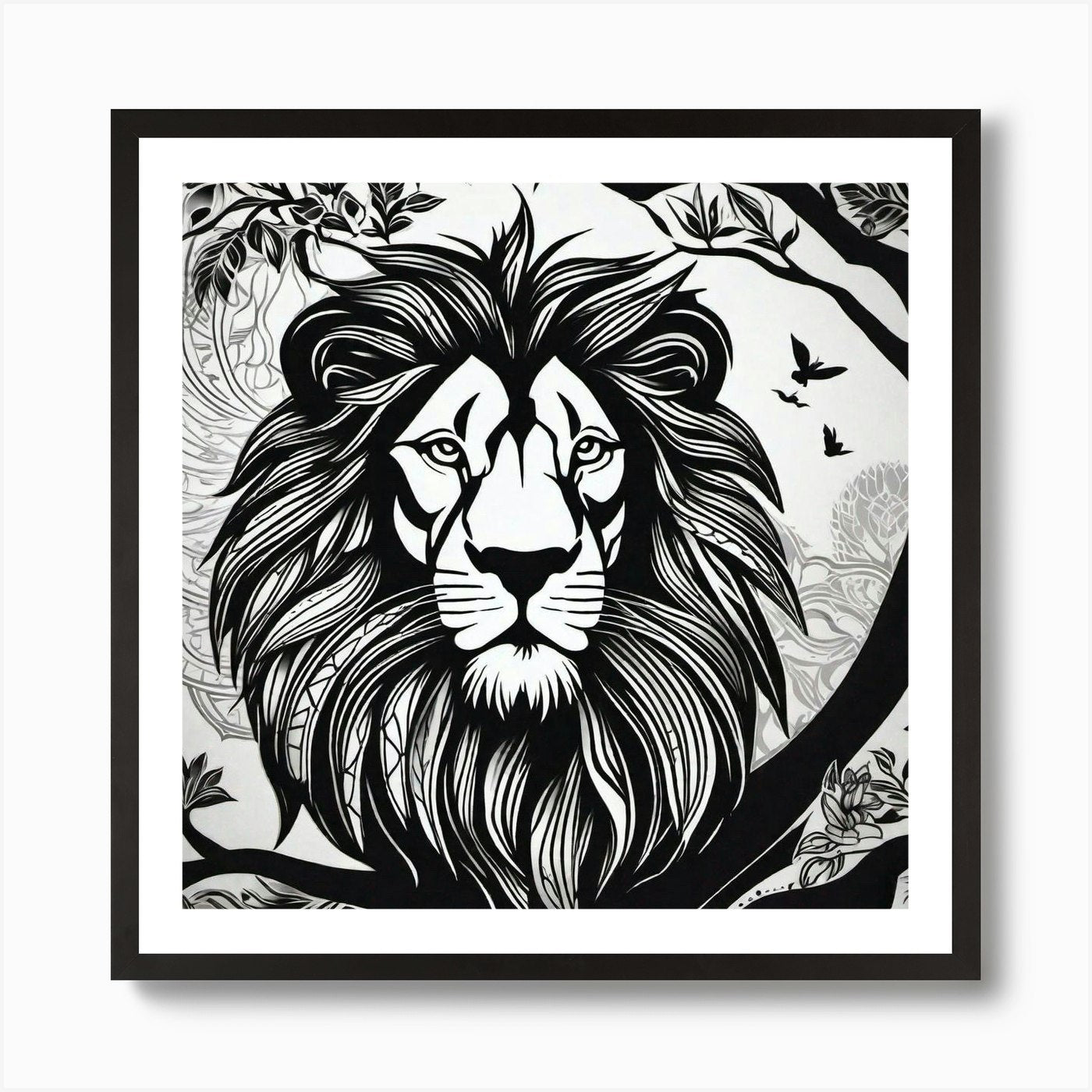 Lion In The Tree 5 Art Print Framed Wall Art Poster Canvas Print Picture