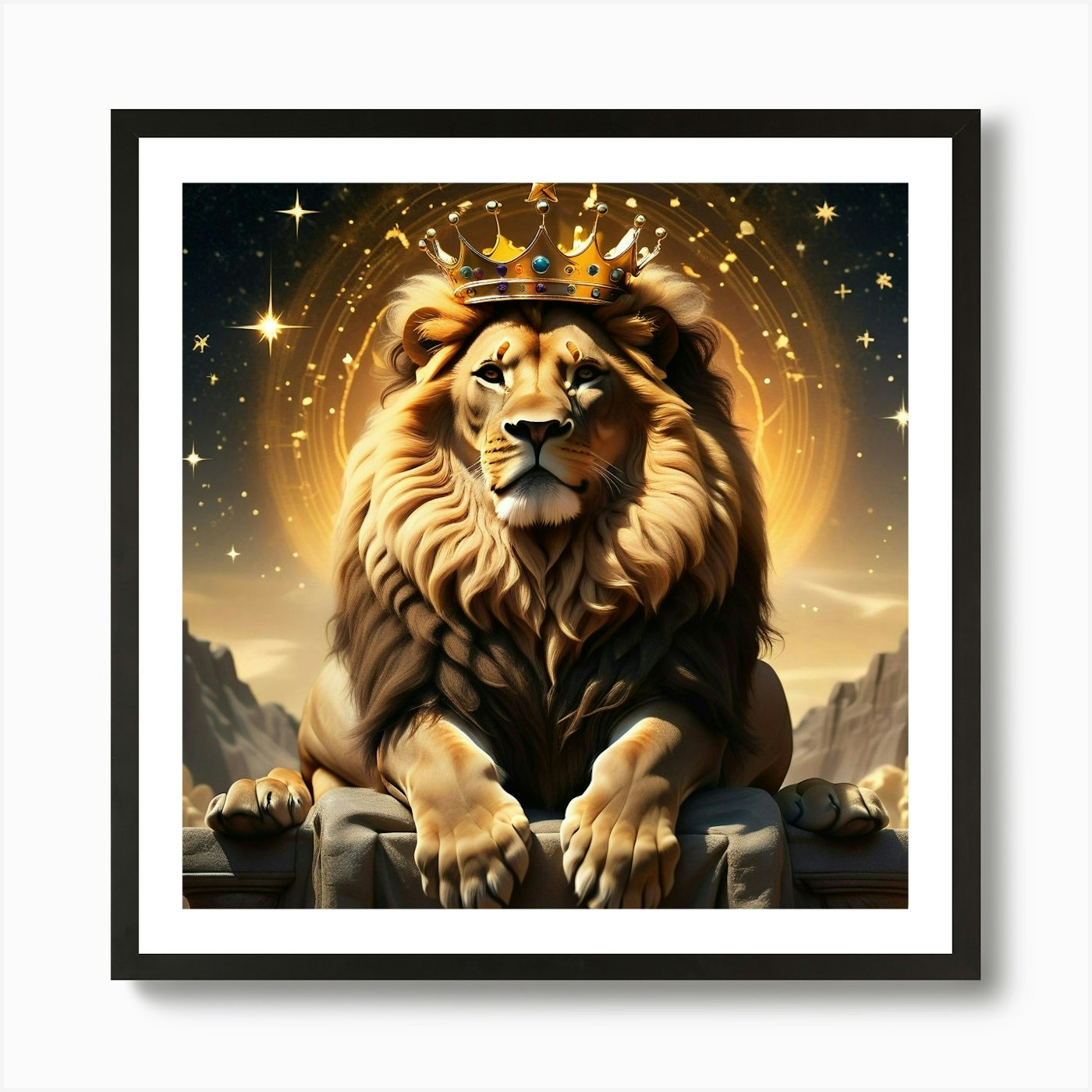 Lion With Crown 5 Art Print Framed Wall Art Poster Canvas Print Picture
