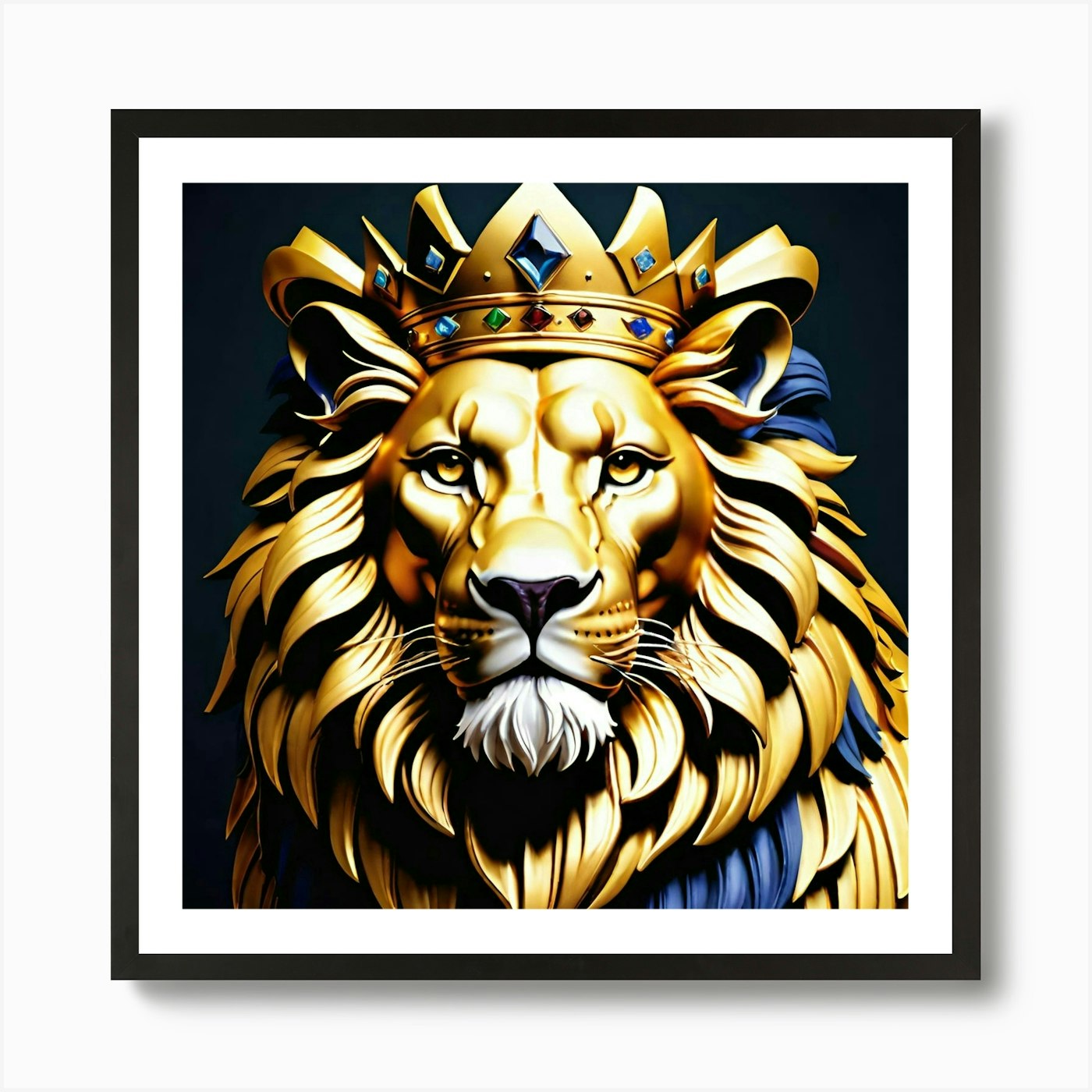 Lion With Crown Art Print Framed Wall Art Poster Canvas Print Picture