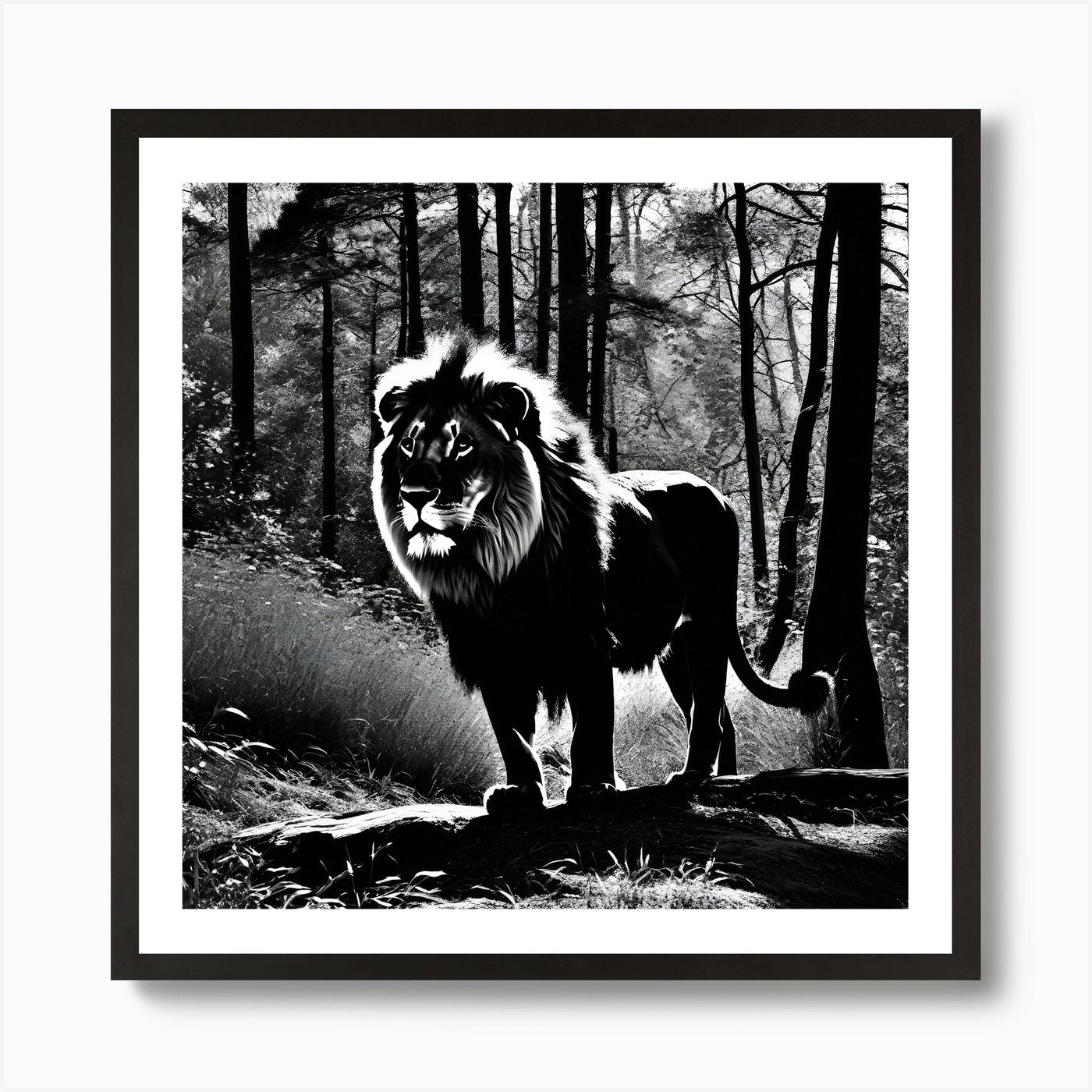 Lion In The Forest 35 Art Print Framed Wall Art Poster Canvas Print Picture