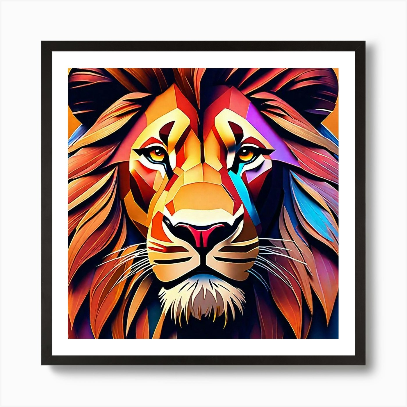 Abstract Lion 2 Art Print Framed Wall Art Poster Canvas Print Picture