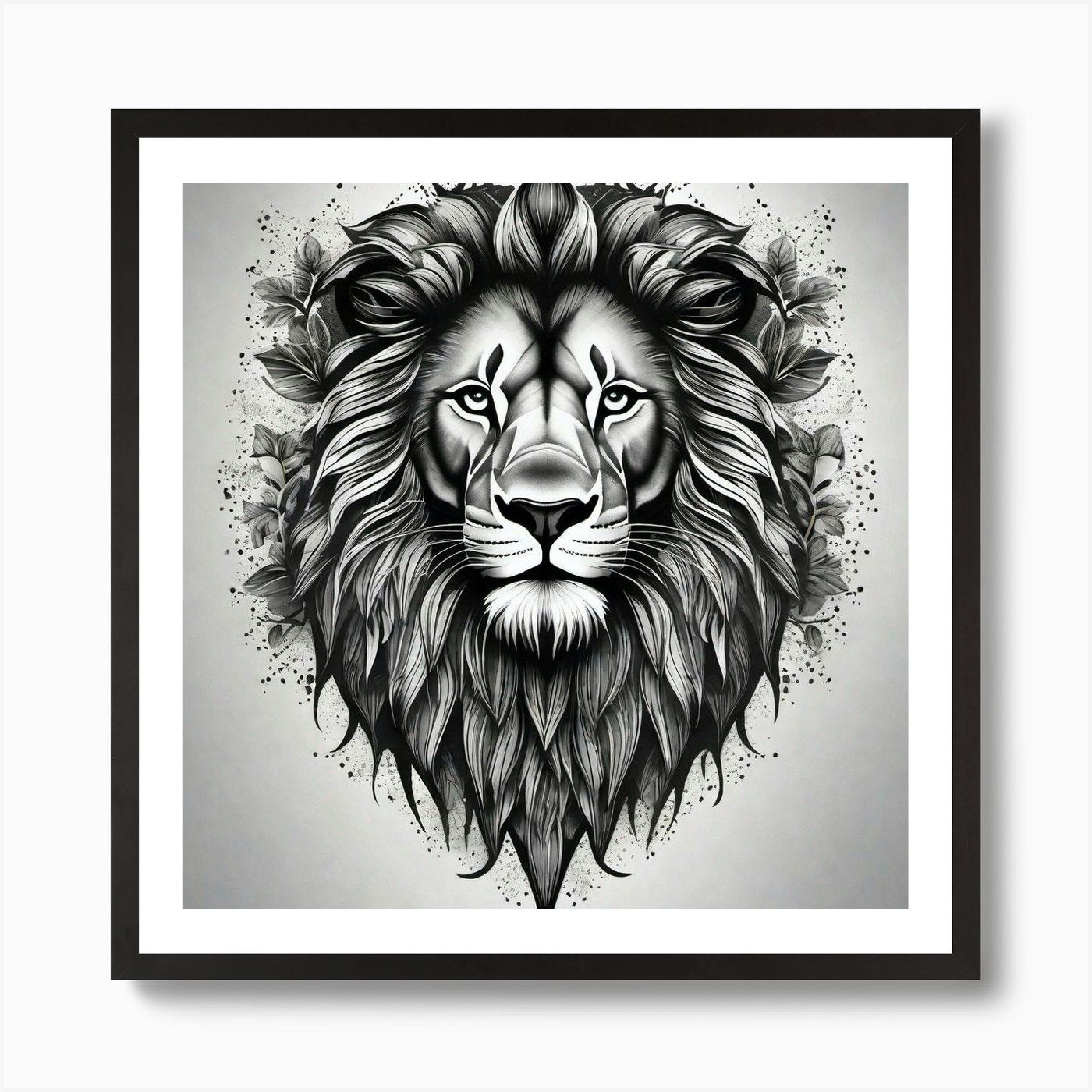Lion Head Tattoo 4 Art Print Framed Wall Art Poster Canvas Print Picture